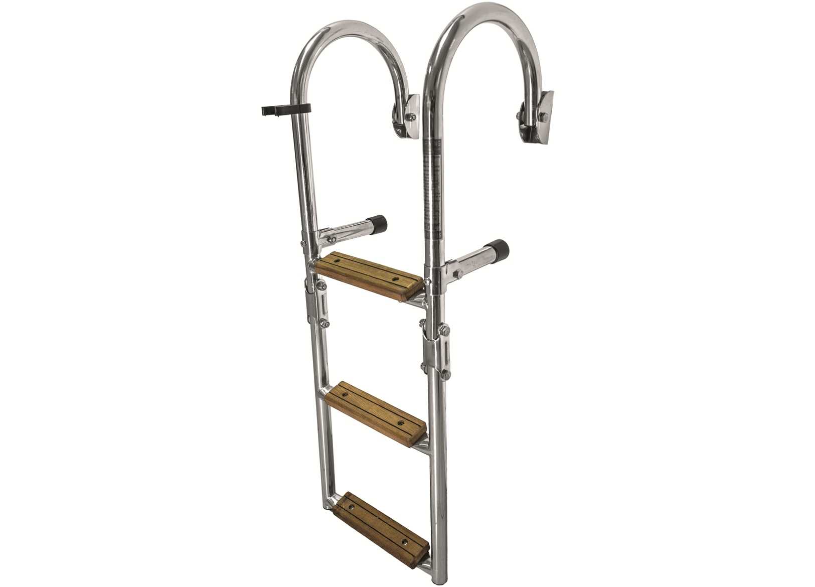 Image Scaletta Pieghevole a 3 Gradini con Passamano Acciaio Inox 316 e Legno