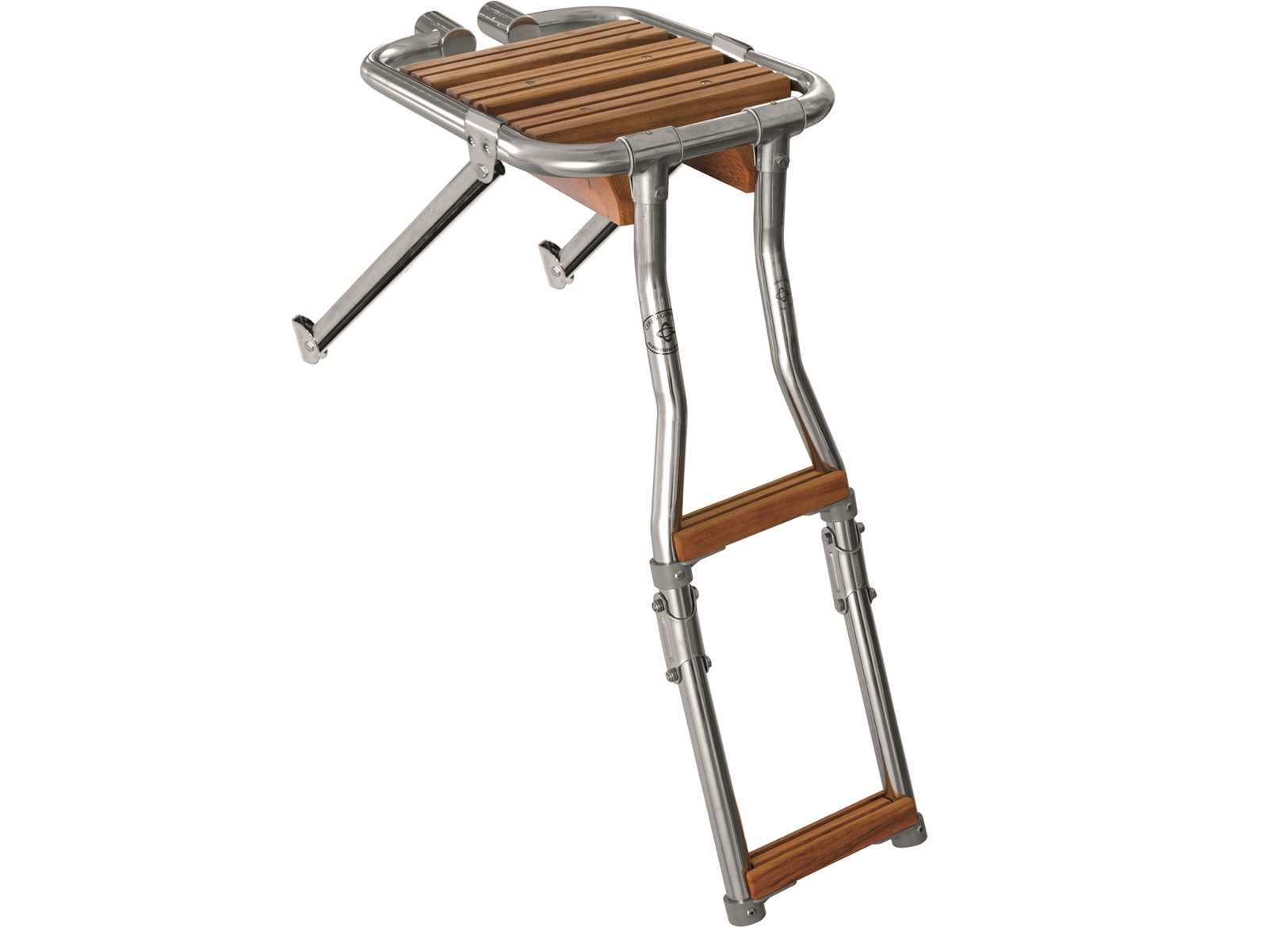 Image Plancetta Tinox S con Scaletta 2 Gradini Acciaio Inox e Legno Doussie