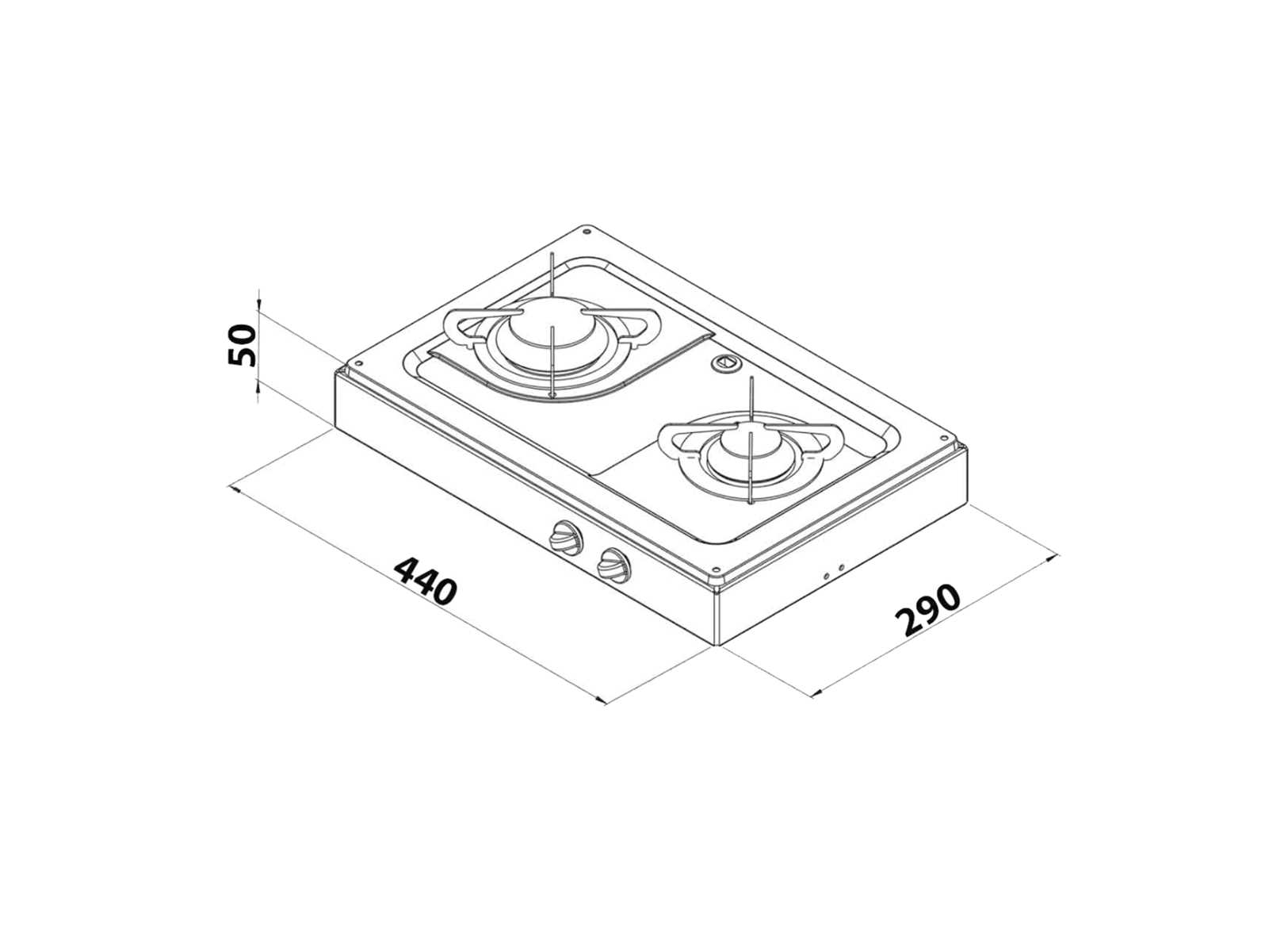Gas Cooktop 2 Burners Can Hotty Stainless Steel 18/8-img1504050_1.jpg