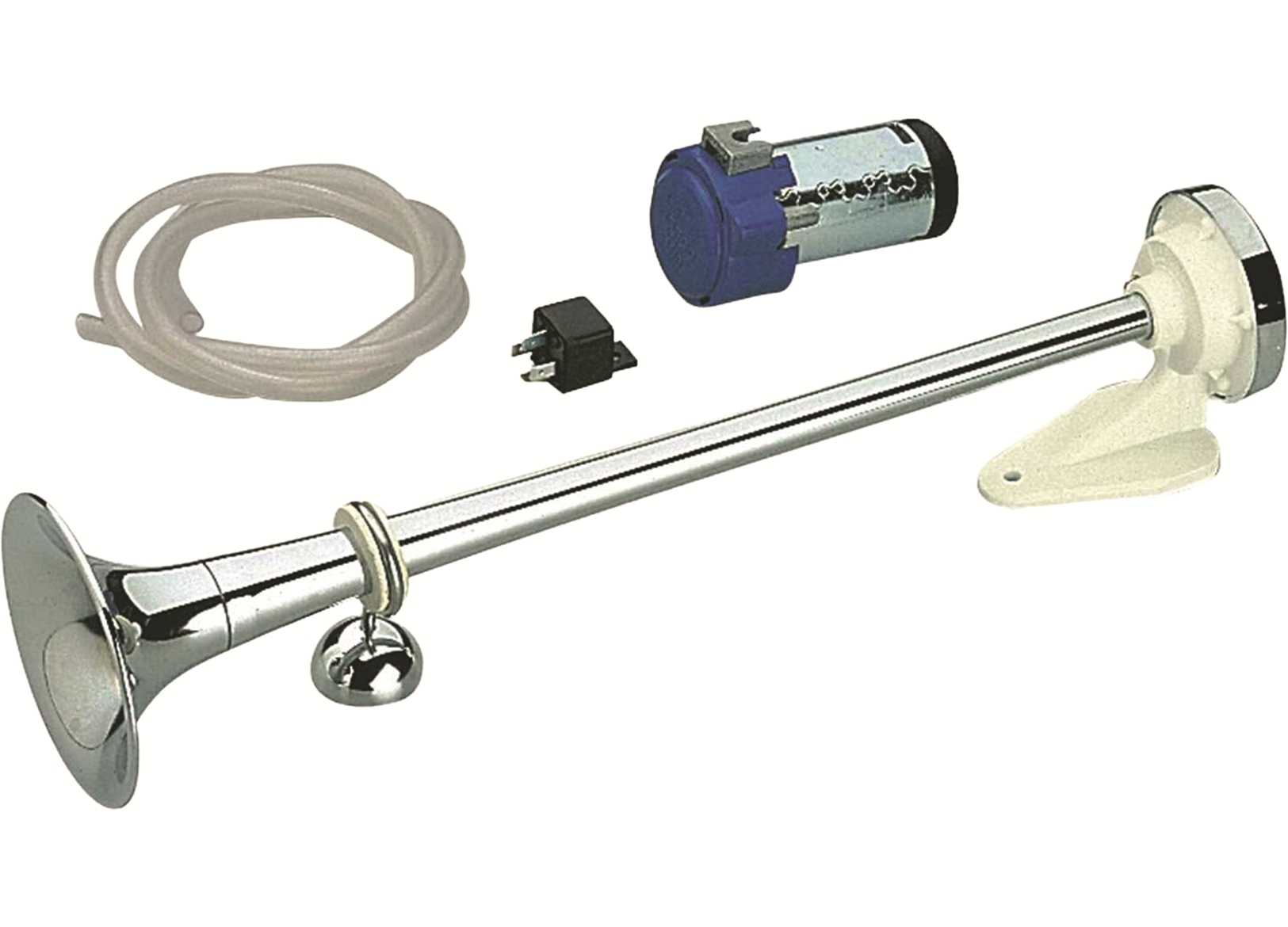 Image Tromba Singola Compressore 12V Marco l500mm in Ottone Cromato