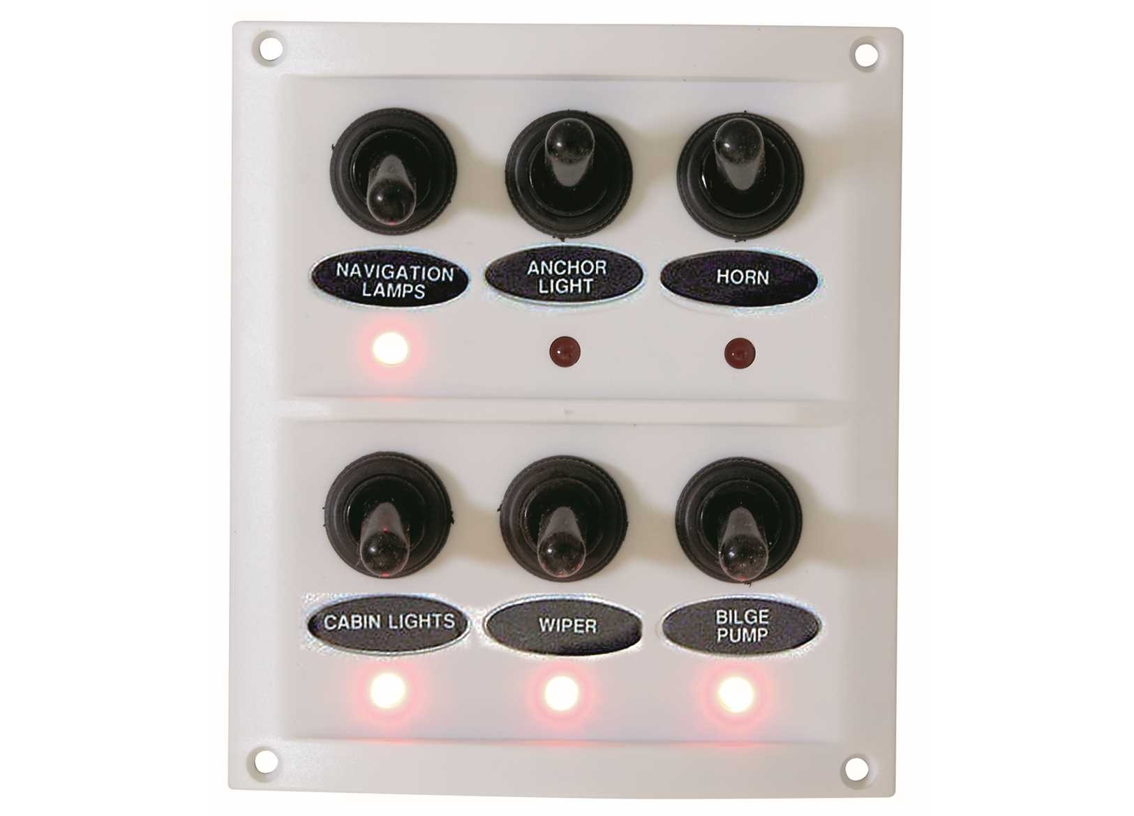 Image Pannello Bianco Con Interruttori a Leva Led 6 Posizioni 125x100mm