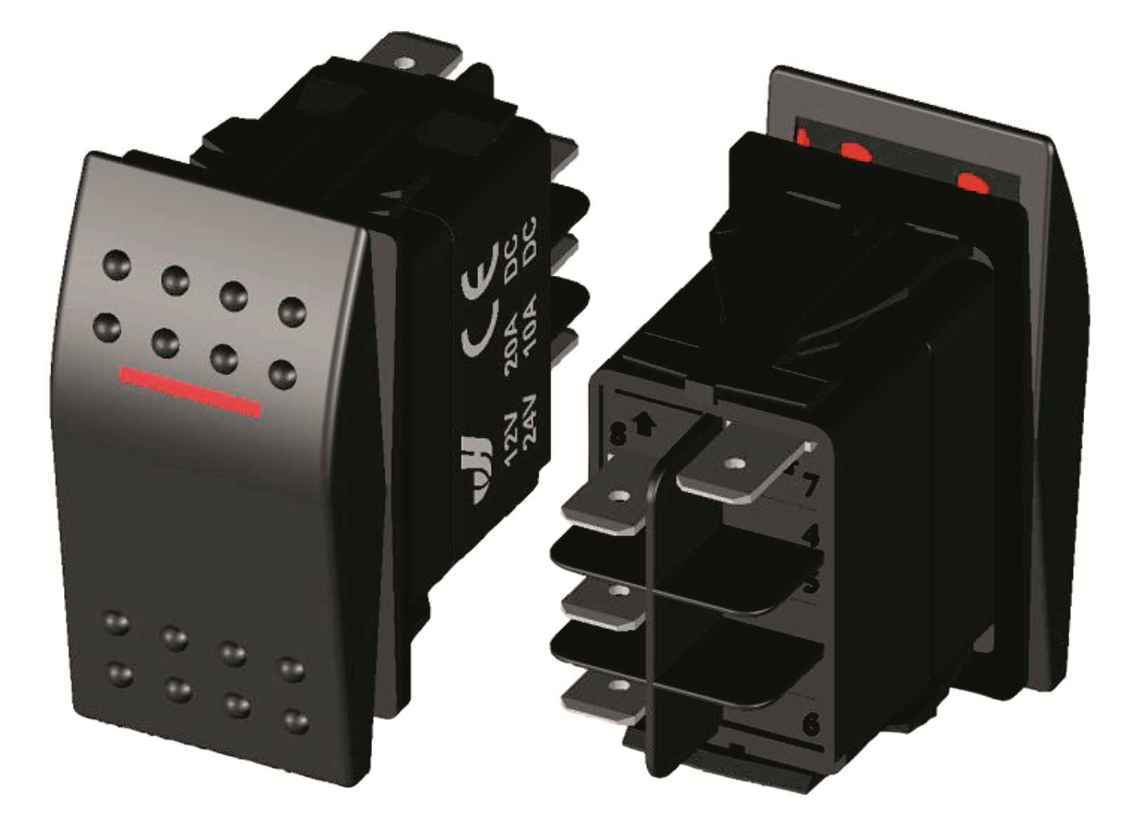 Image Interruttore (on)-off 1RED Led 3 Terminali