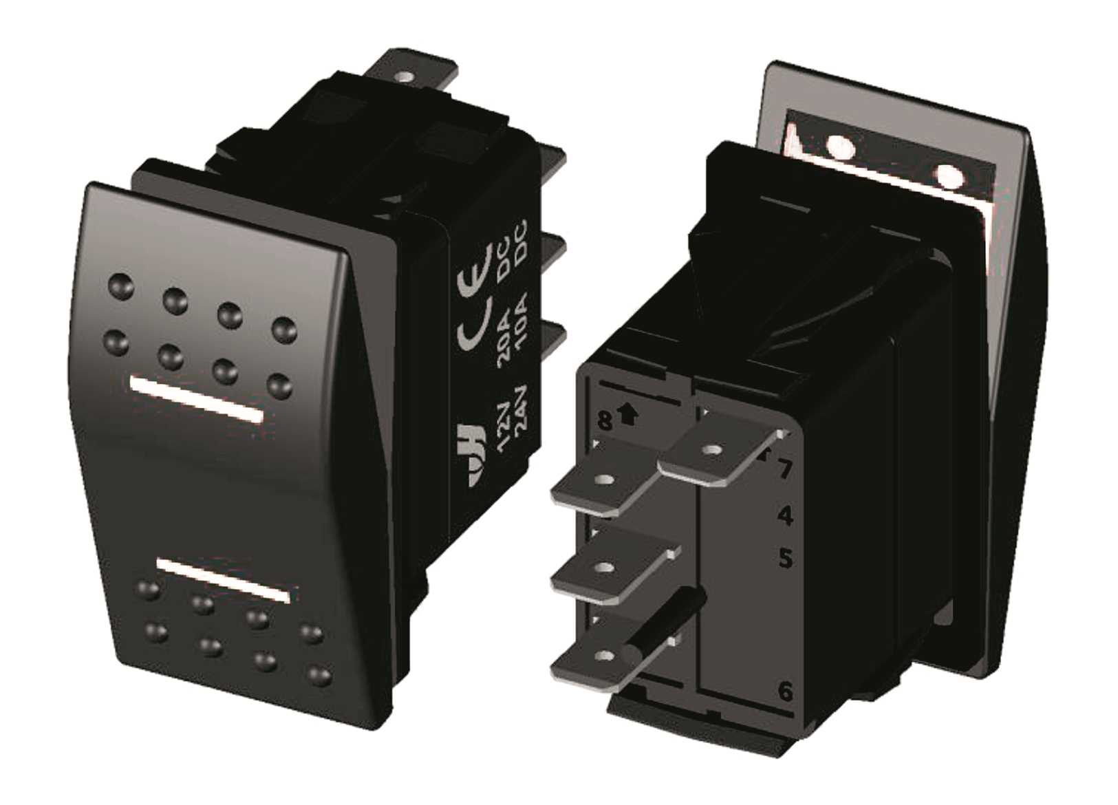 Image Interruttore On-off-on 2WHITE Led 4 Terminali