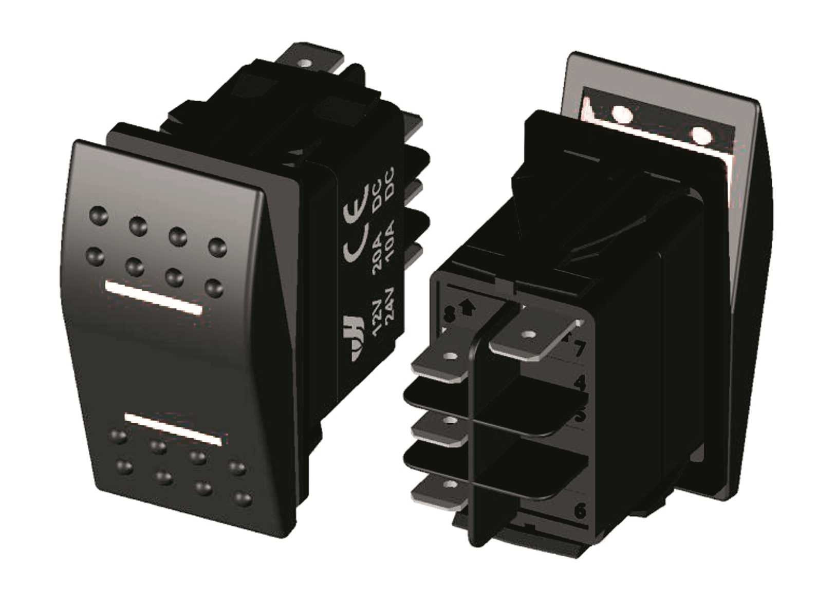 Image Interruttore (on)-off-on 2WHITE Led 4 Terminali