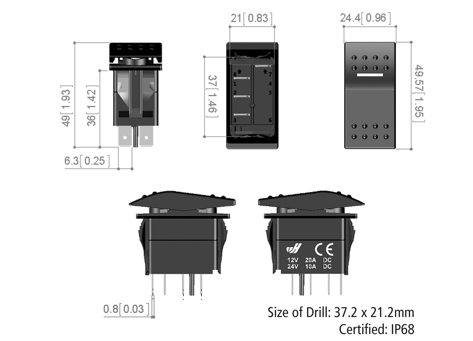 Interruttore (on)-off-on 2WHITE Led 4 Terminali-img2100576_3.jpg