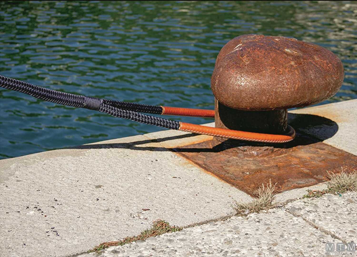 Treccia Ormeggio Blu con Gassa Cuoio Marrone 100cm Ø32mm 20m-img3101862_6.jpg