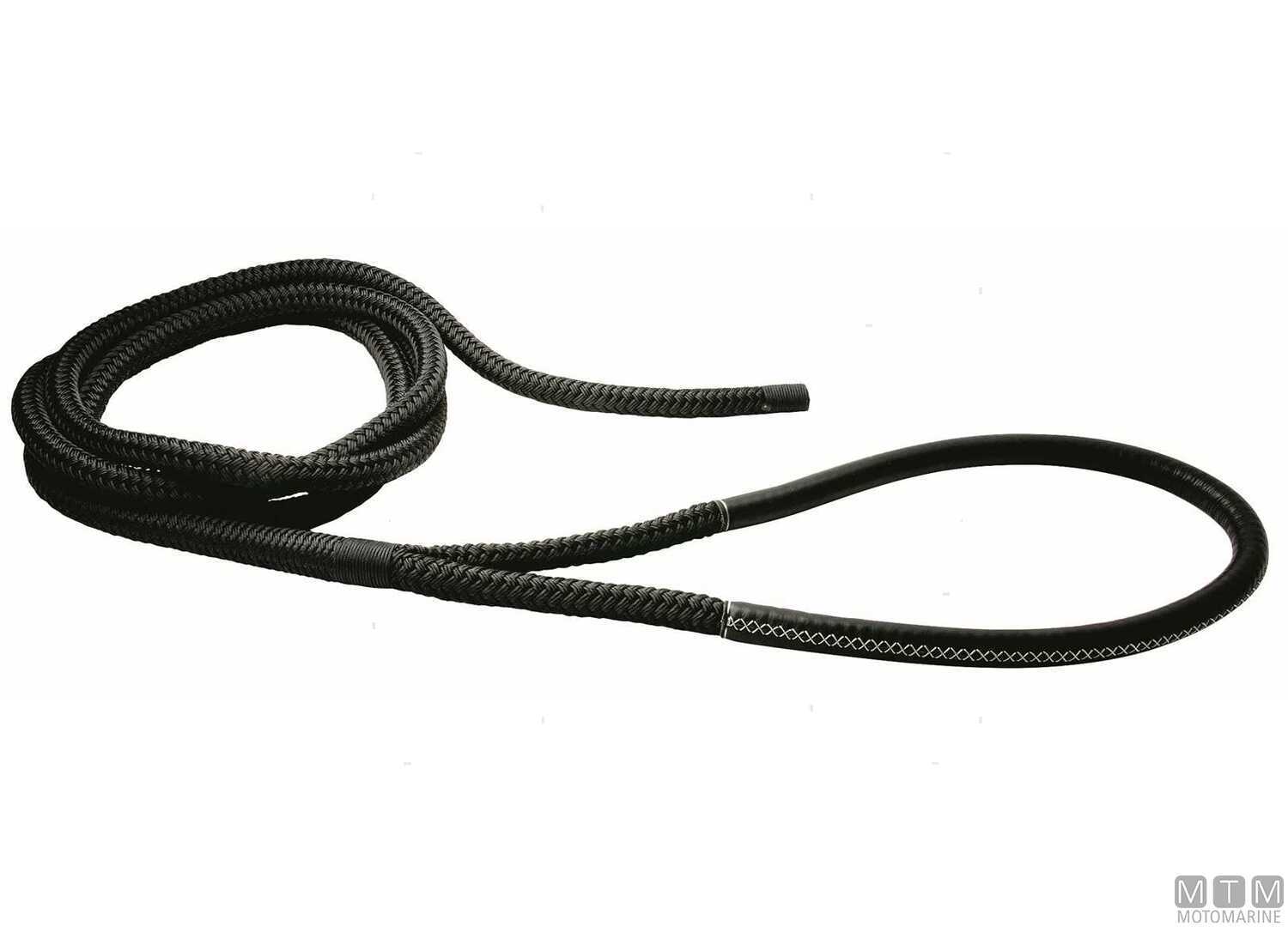 Image Treccia Ormeggio Nera con Gassa Cuoio Nero 75cm &Oslash;24mm 20m