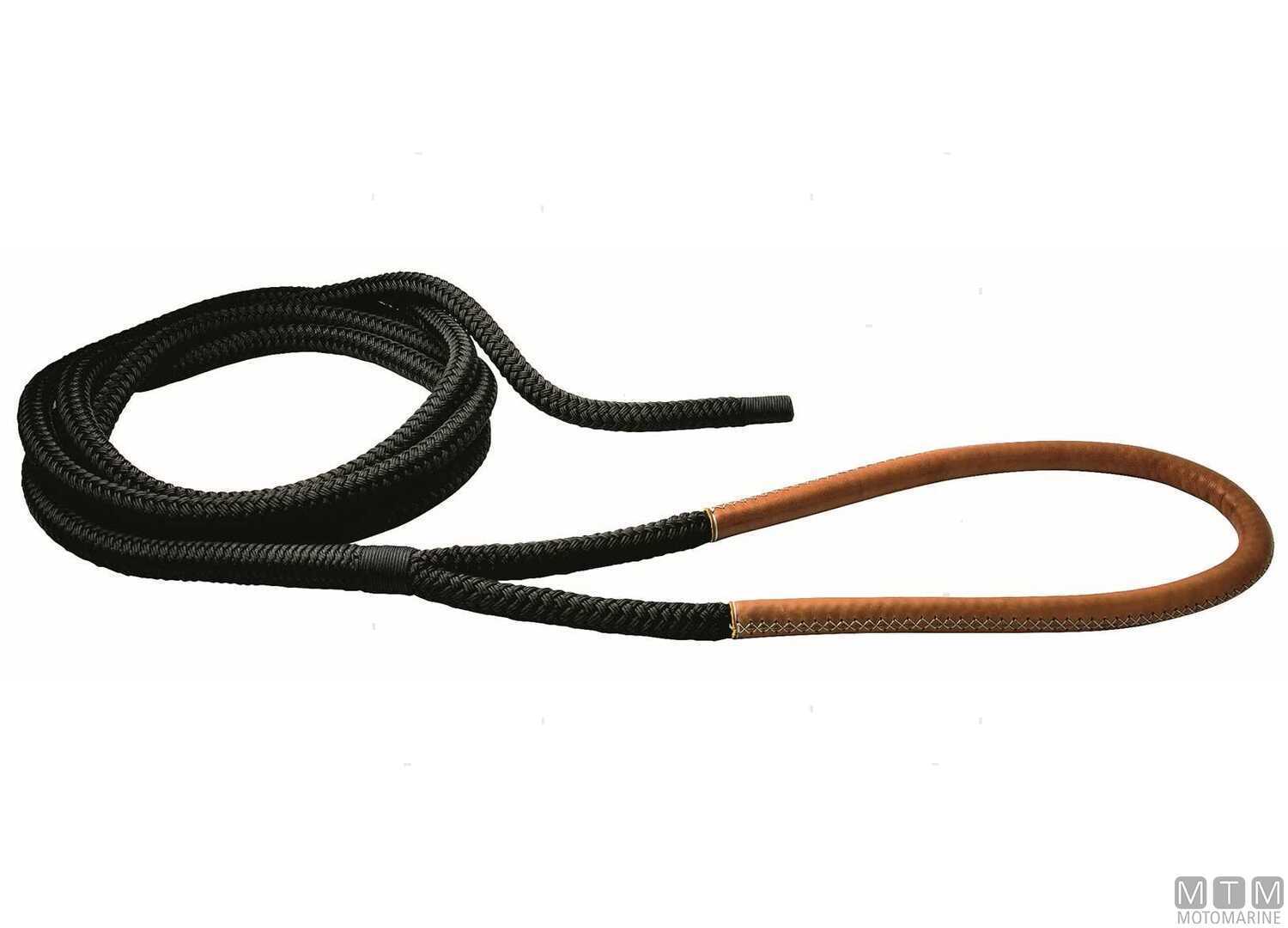 Image Treccia Ormeggio Nera con Gassa Cuoio Marrone 100cm &Oslash;32mm 20m