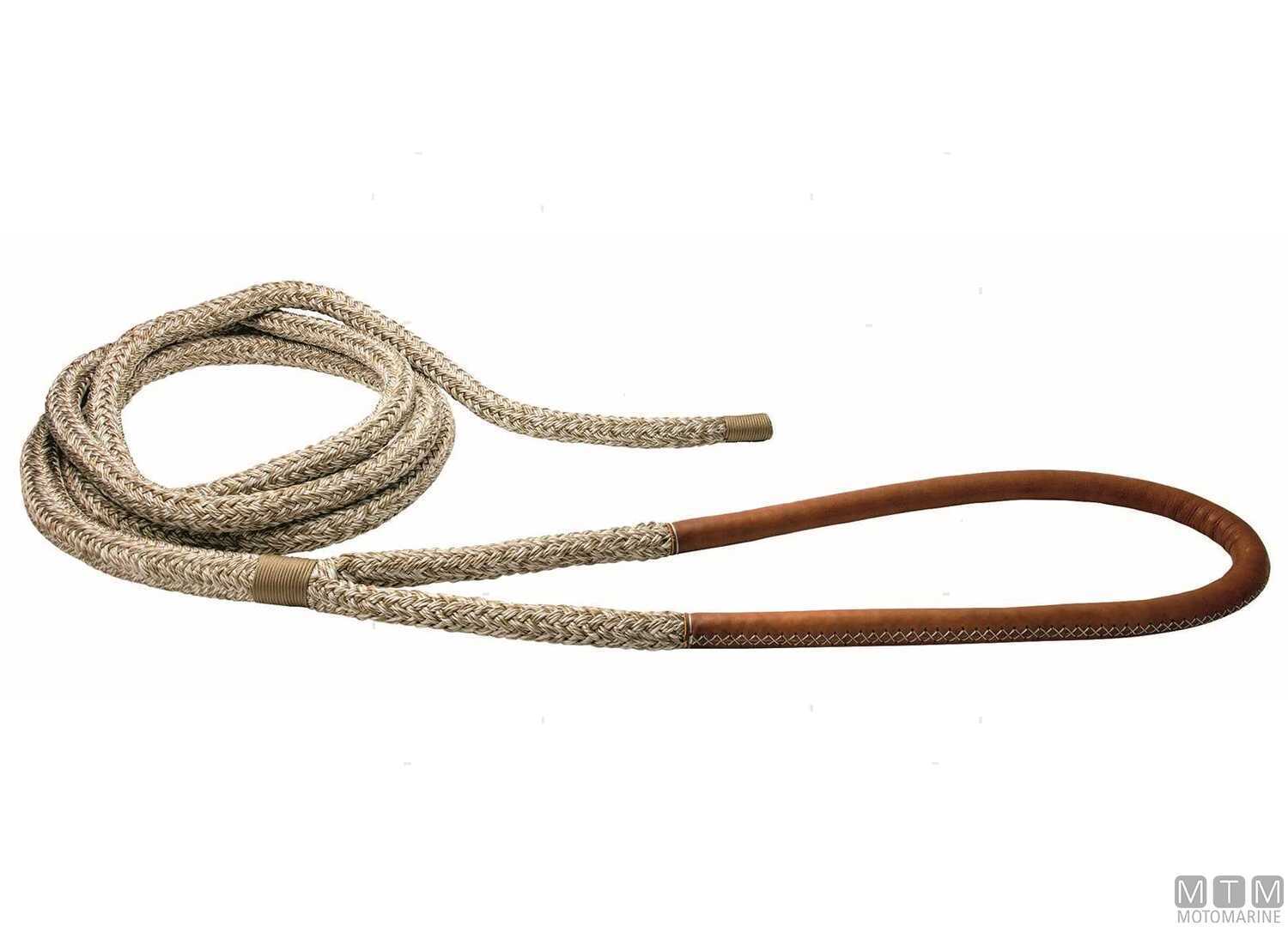 Image Treccia Ormeggio Beige con Gassa Cuoio Marrone 75cm &Oslash;28mm 16m