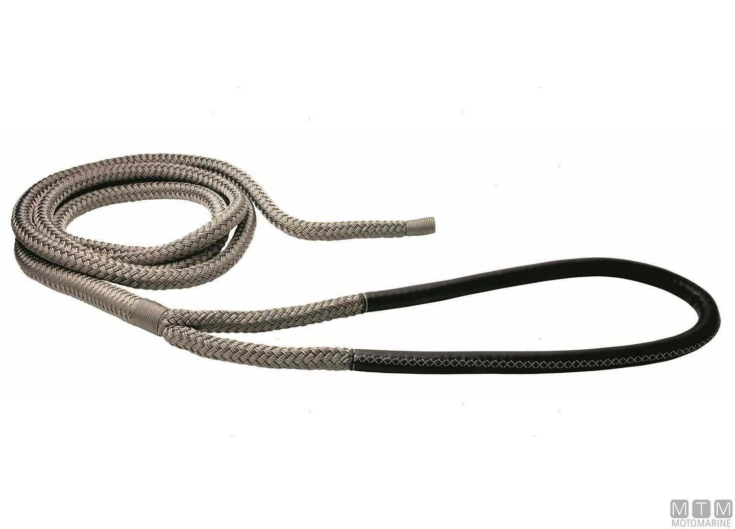 Image Treccia Ormeggio Grigia con Gassa Cuoio Nero 100cm &Oslash;36mm 20m