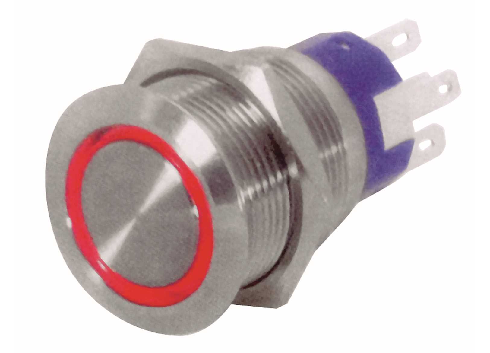 Image Interruttore a Pulsante Inox (on)-off Red 5A 4 Terminali