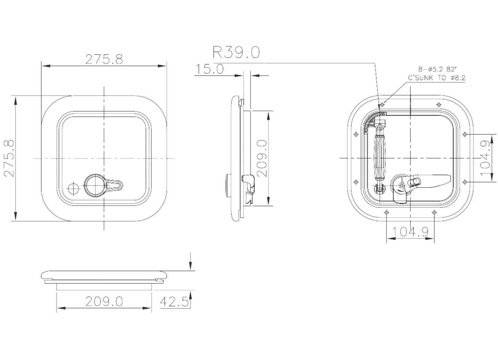 Osteriggio Quadro MTM G-type 271x271mm in Alluminio-img1630015_1.jpg