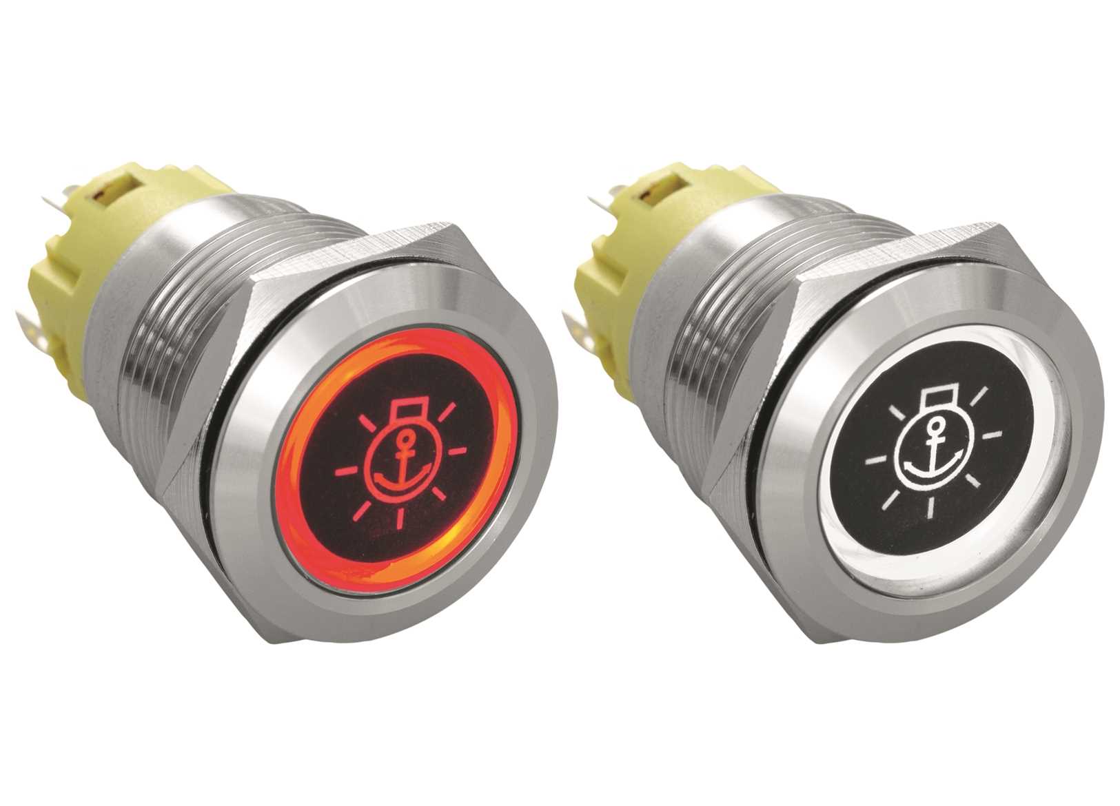 Image Interruttore a Pulsante Inox (on)-off Label 5A 5 Terminali