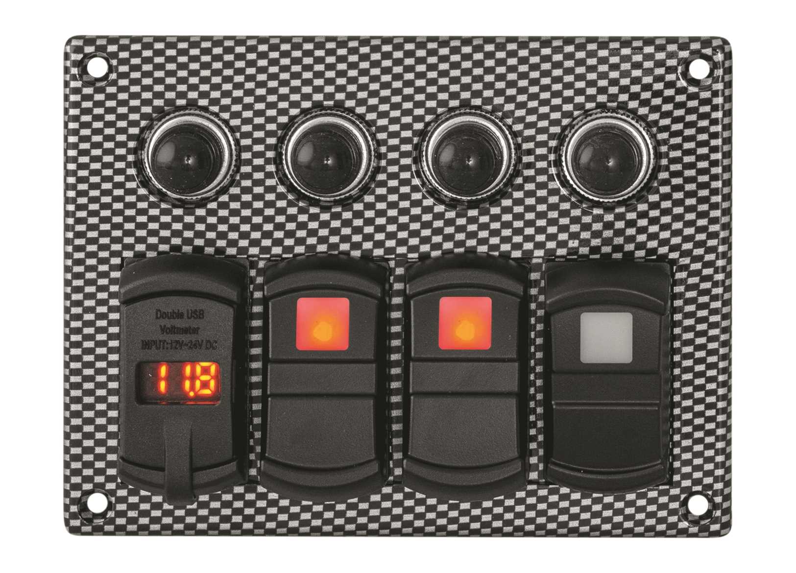 Image Carbon Rocker Switch Panel Usb/voltmeter 3 Positions