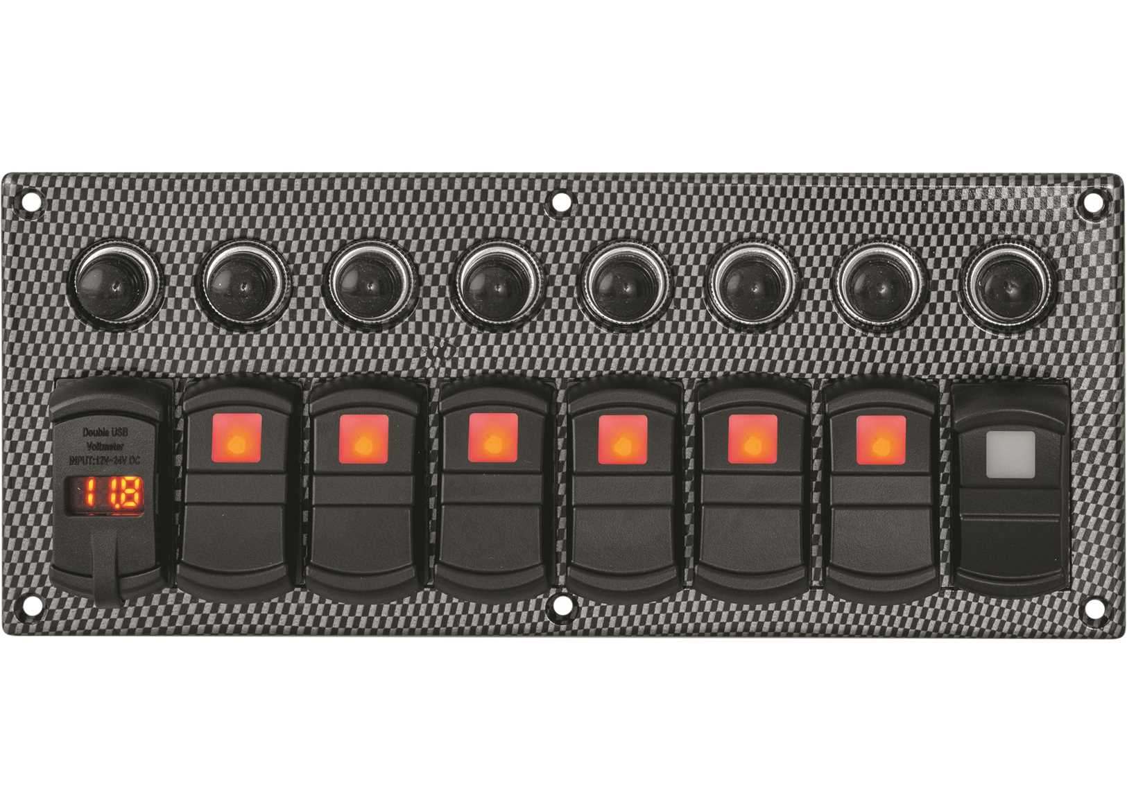 Image Carbon Rocker Switch Panel Usb/voltmeter 7 Positions