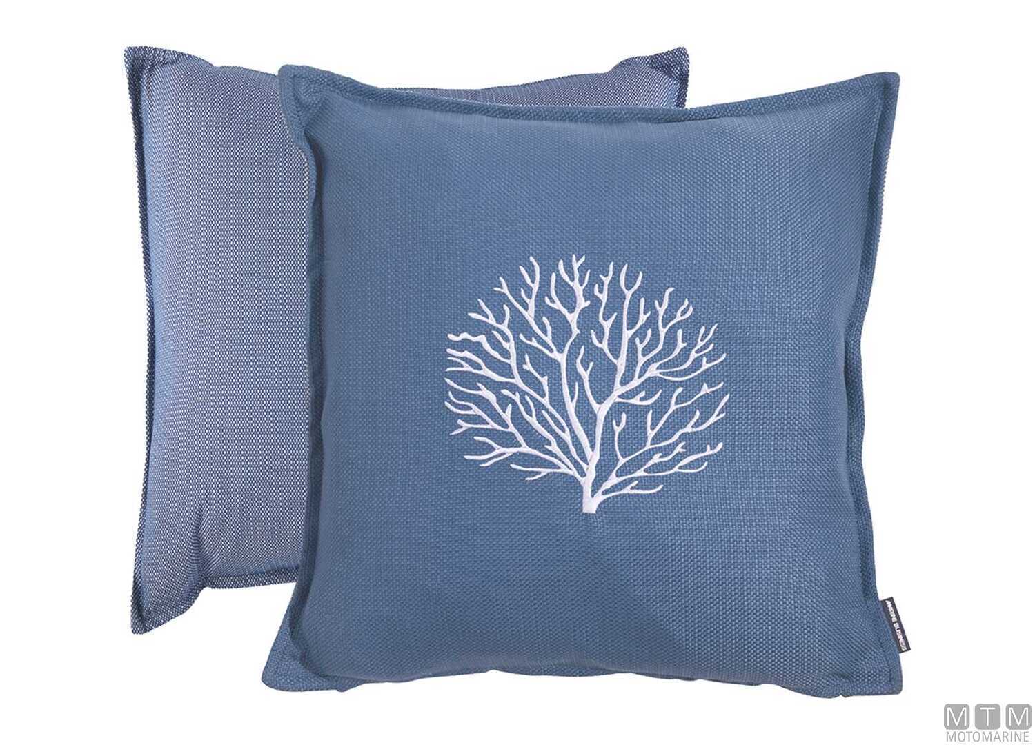 Image Set 2 Cuscini Ricamati Impermeabili MB Aruba 45x45 Blu