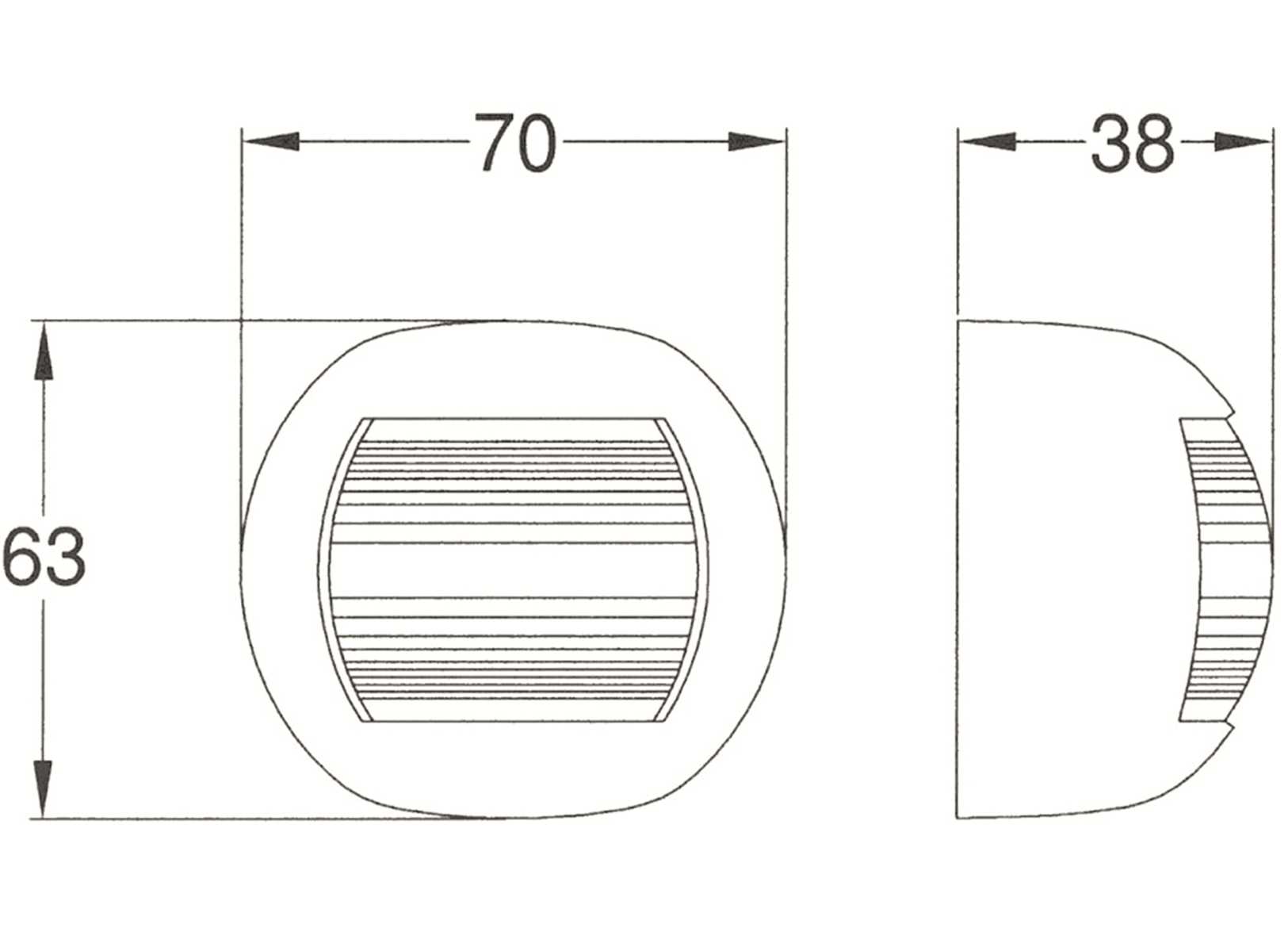 Fanale di Via Laterale Rosso Led Mezza Sfera Nero 70x63mm-img2111812_2.jpg