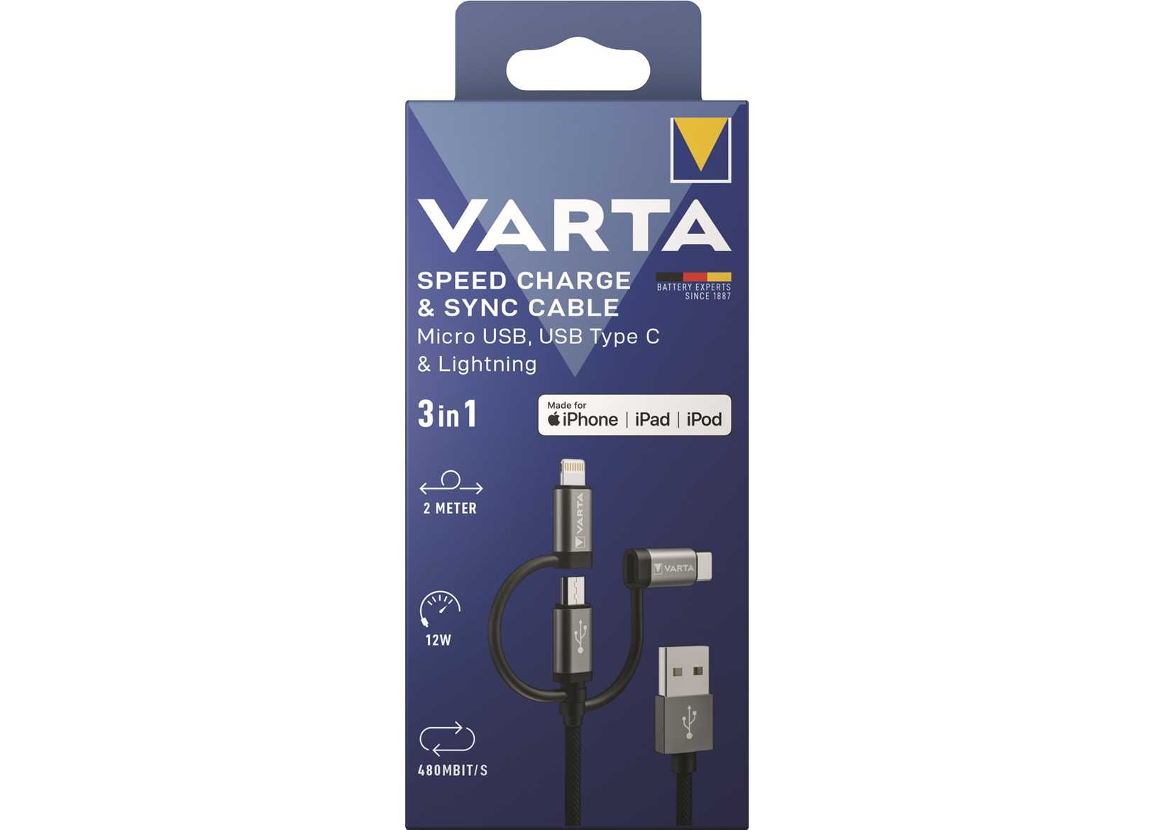 Image Cavo USB con Connettore Type-C/Micro USB/Iphone Old