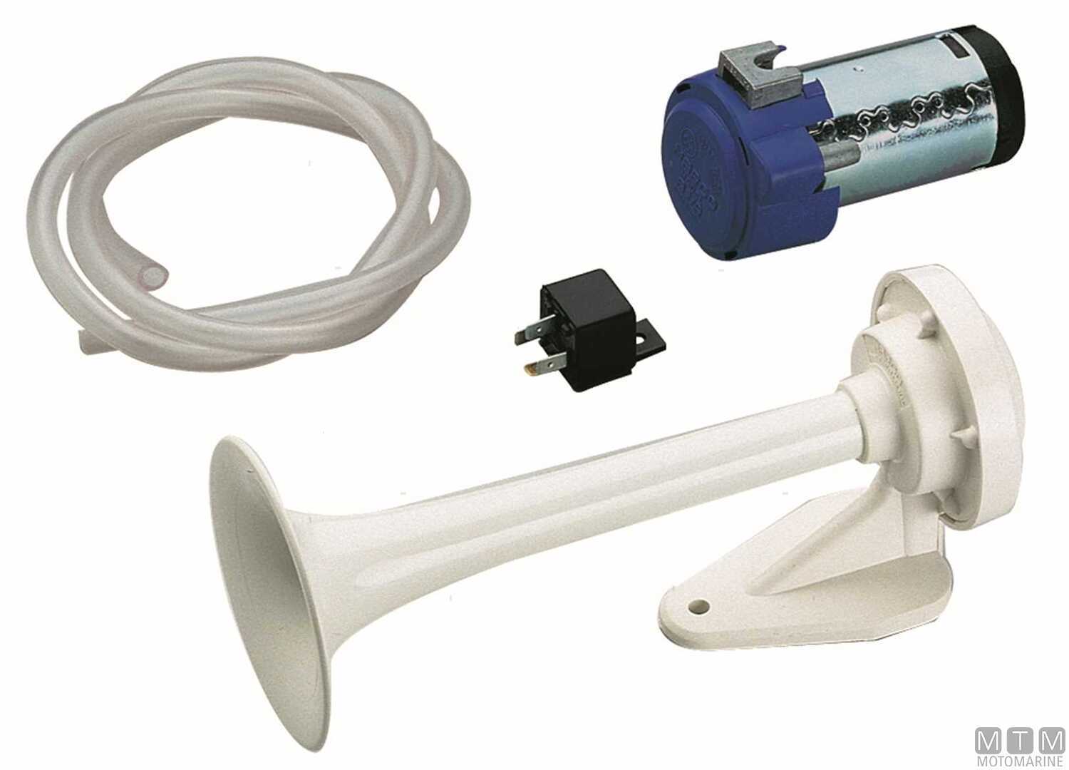 Image Tromba Singola Compressore 12V Marco l250mm in Ottone Bianco