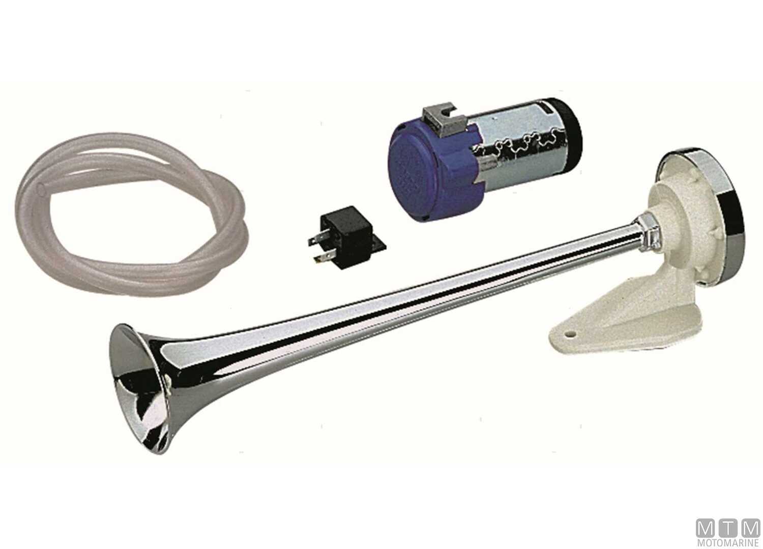 Image Tromba Singola Compressore 12V Marco l390mm in Ottone Cromato