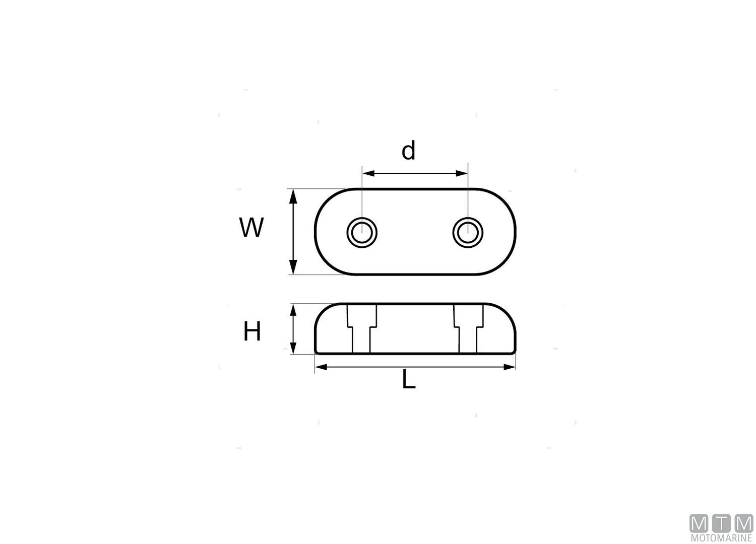 Anodo a Piastra Hydromarine per Carena l110mm in Zinco-img5110104_1.jpg