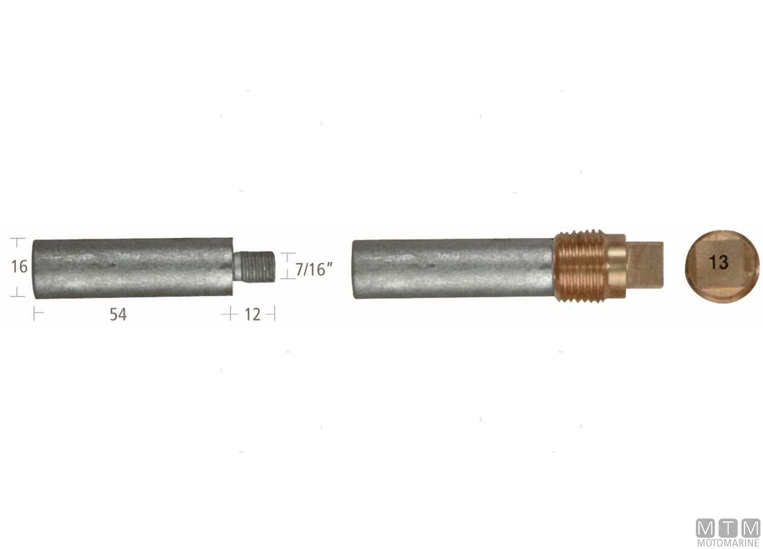 Image Anodo Barrotto Gen Motors 16x54mm in Zinco