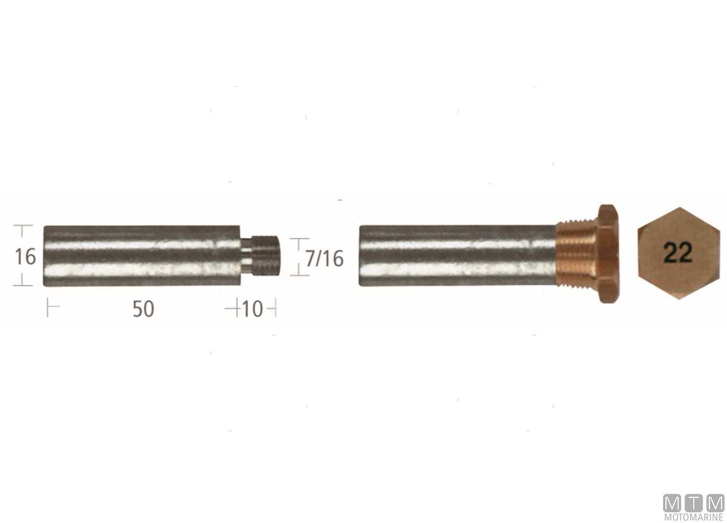 Image Zinc Cummins Pencil Anode 16x50mm