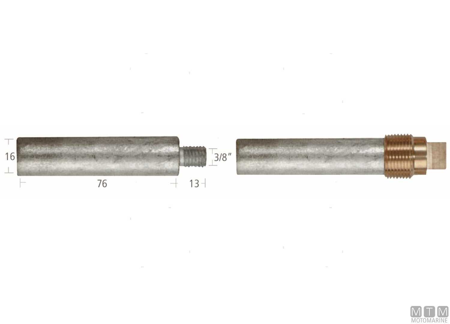 Image Anodo Barrotto Caterpillar 16x76mm in Zinco