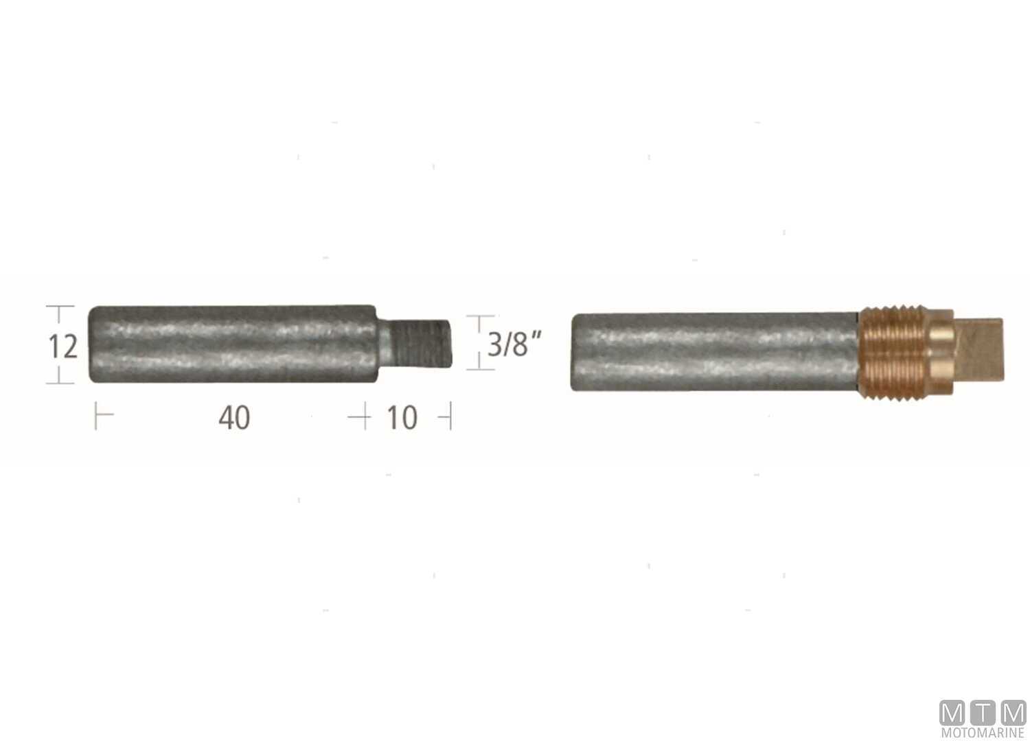 Image Zinc Caterpillar Pencil Anode 12x40mm
