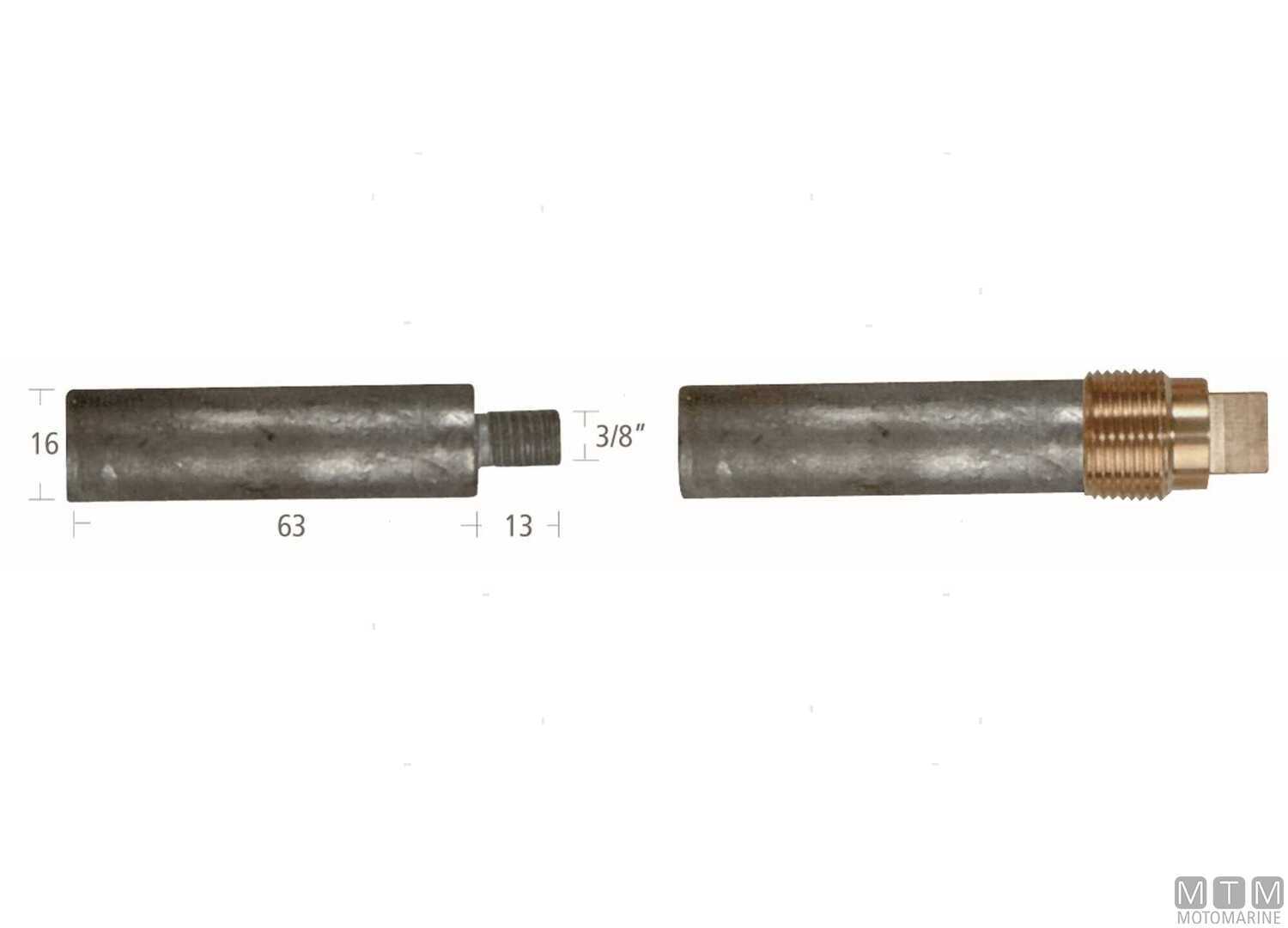 Image Zinc Caterpillar Pencil Anode 16x63mm