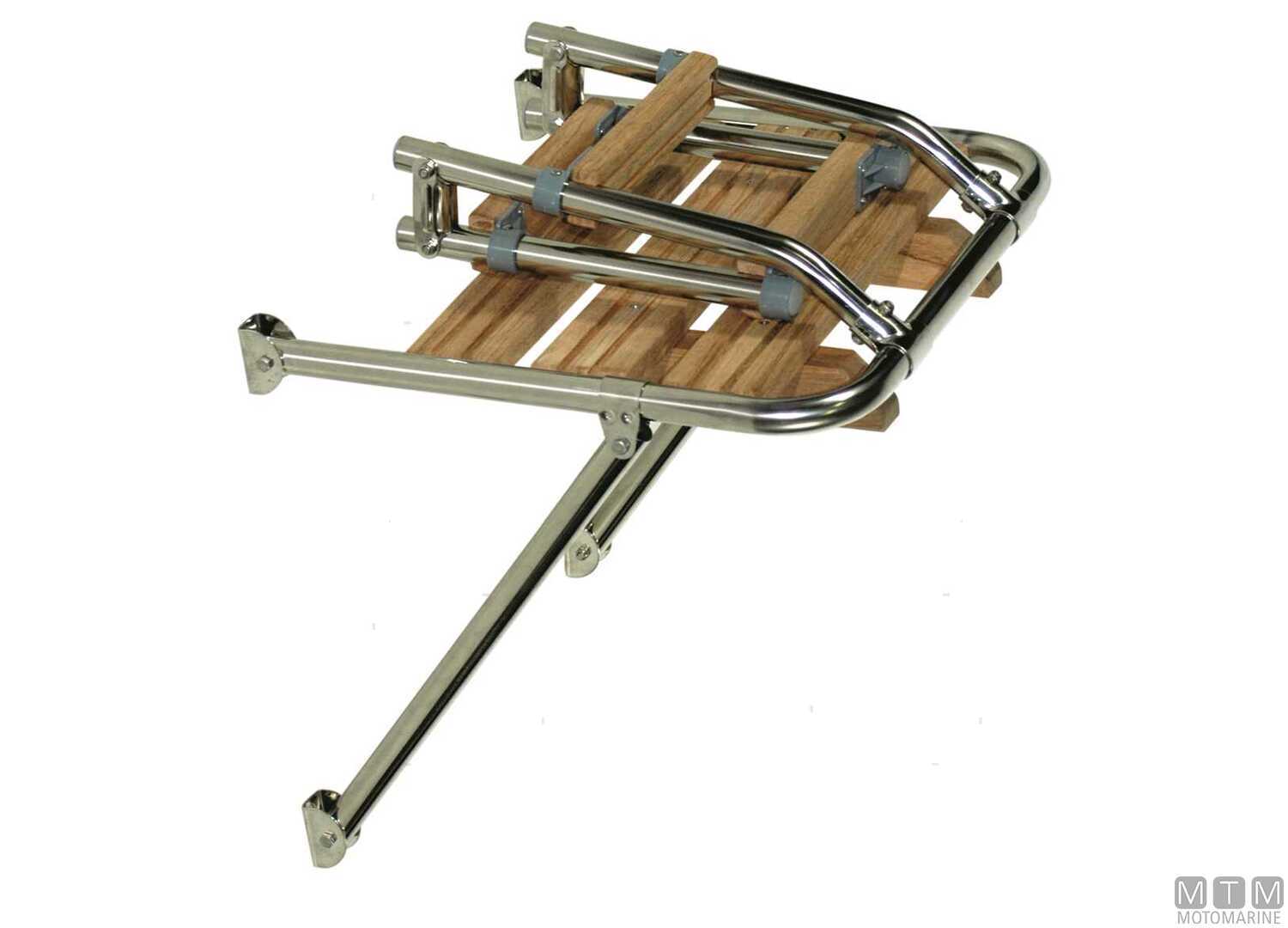 Image Plancetta Tinox M con Scaletta 3 Gradini Acciaio Inox e Legno Doussie