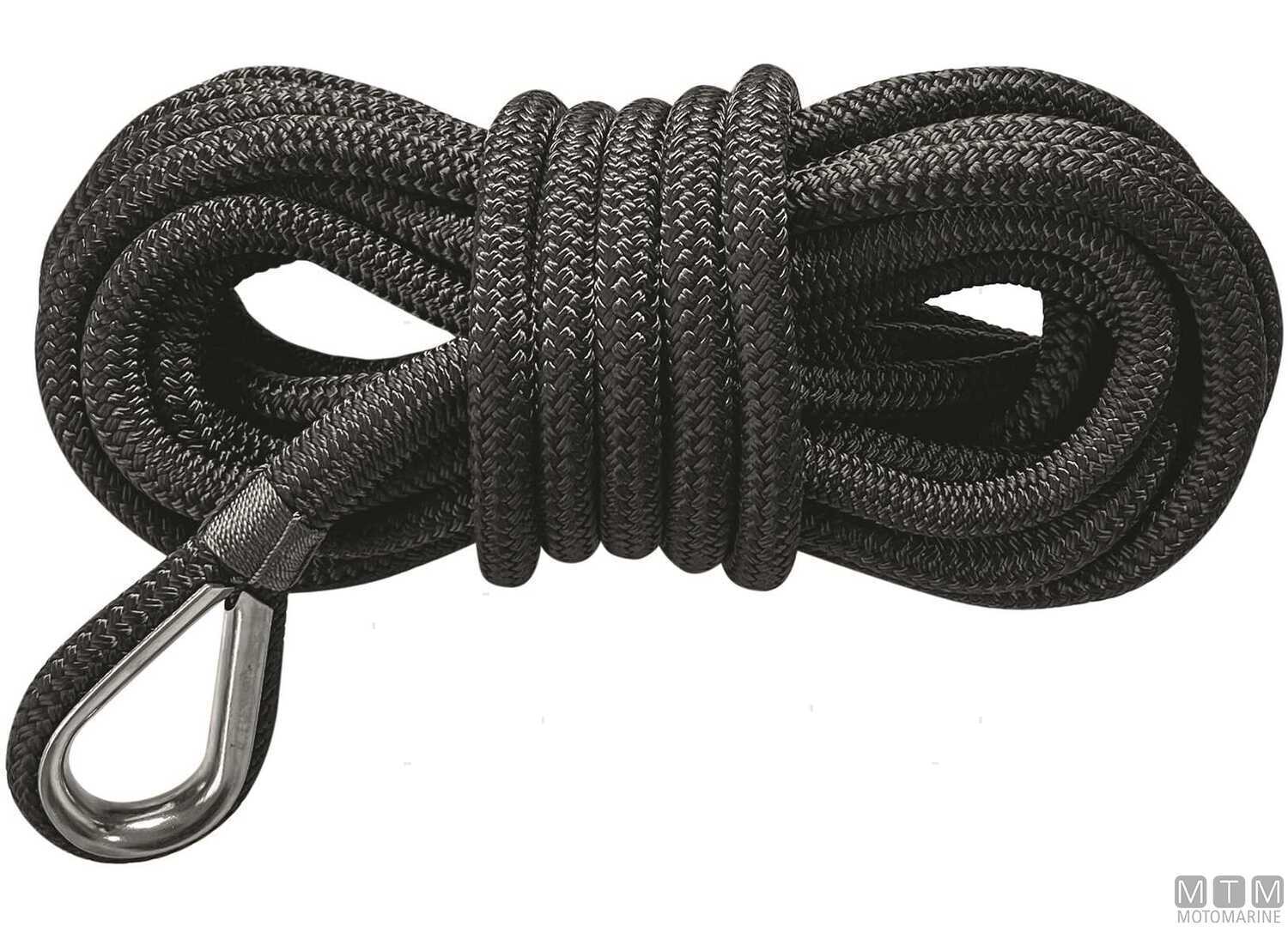 Image Treccia Ormeggio 16 Fusi Nera con Redancia Inox &Oslash;10mm 6m