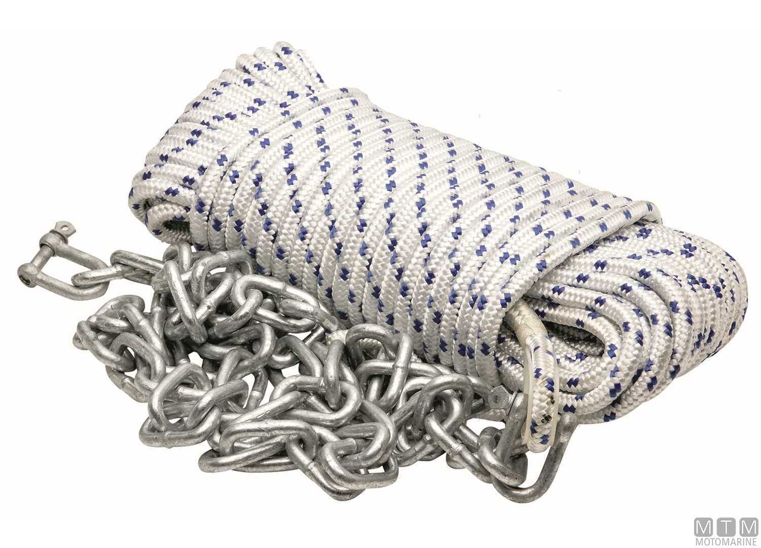 Image Polyester Rope &Oslash;8mm 30m + Galvanized Chain &Oslash;6mm 2m