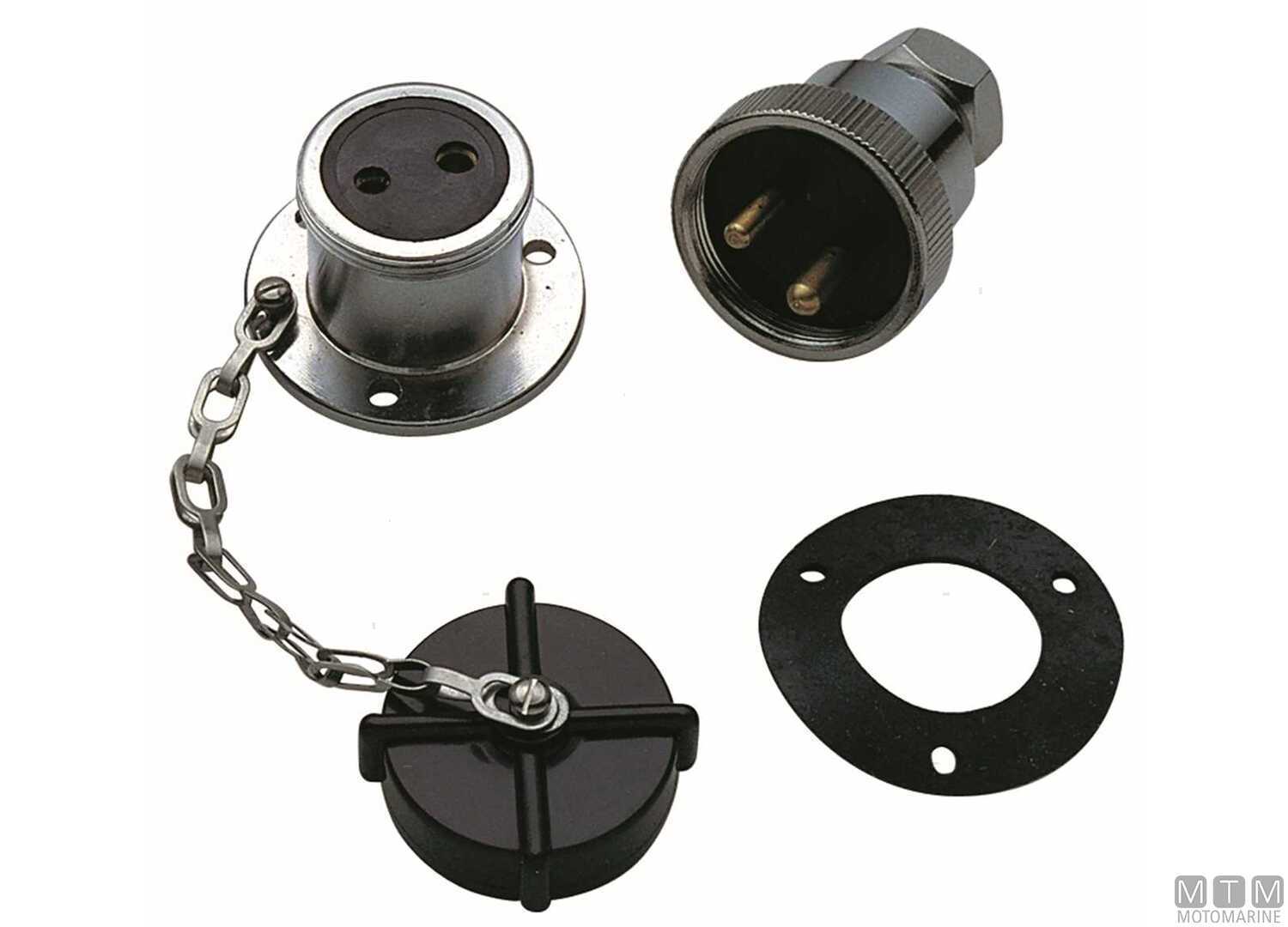 Image Presa e Spina 12/24V Ottone Cromato 2 Poli 5A