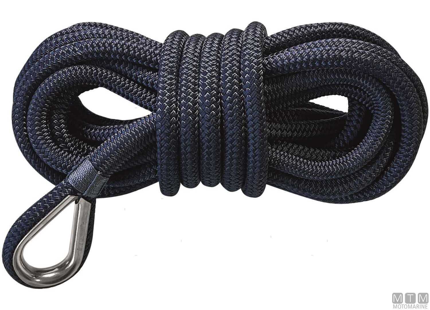 Image Treccia Ormeggio 16 Fusi Blu Navy con Redancia Inox &Oslash;8mm 10m