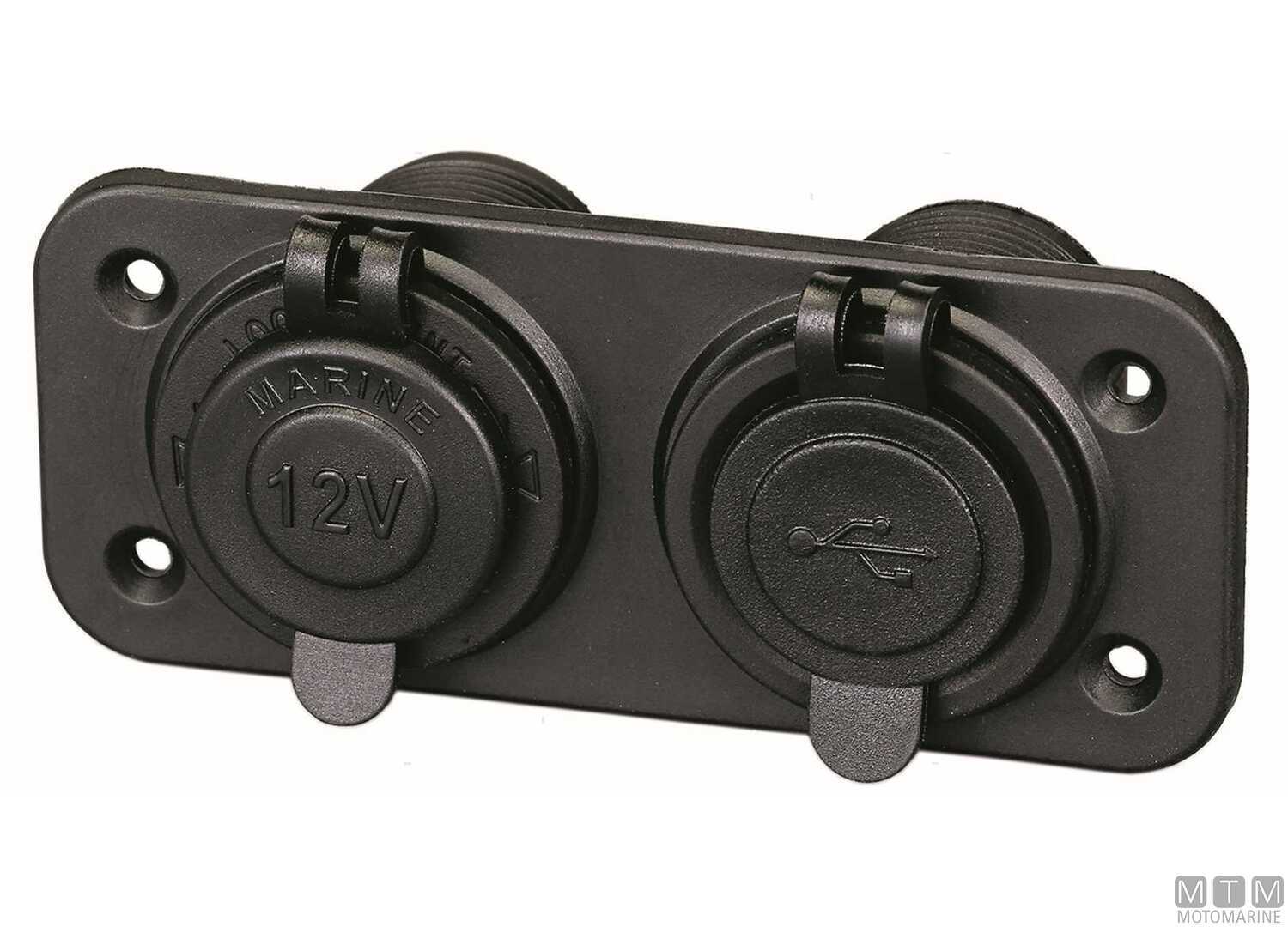 Image Pannello Socket con Presa 12V e Presa Doppio Usb