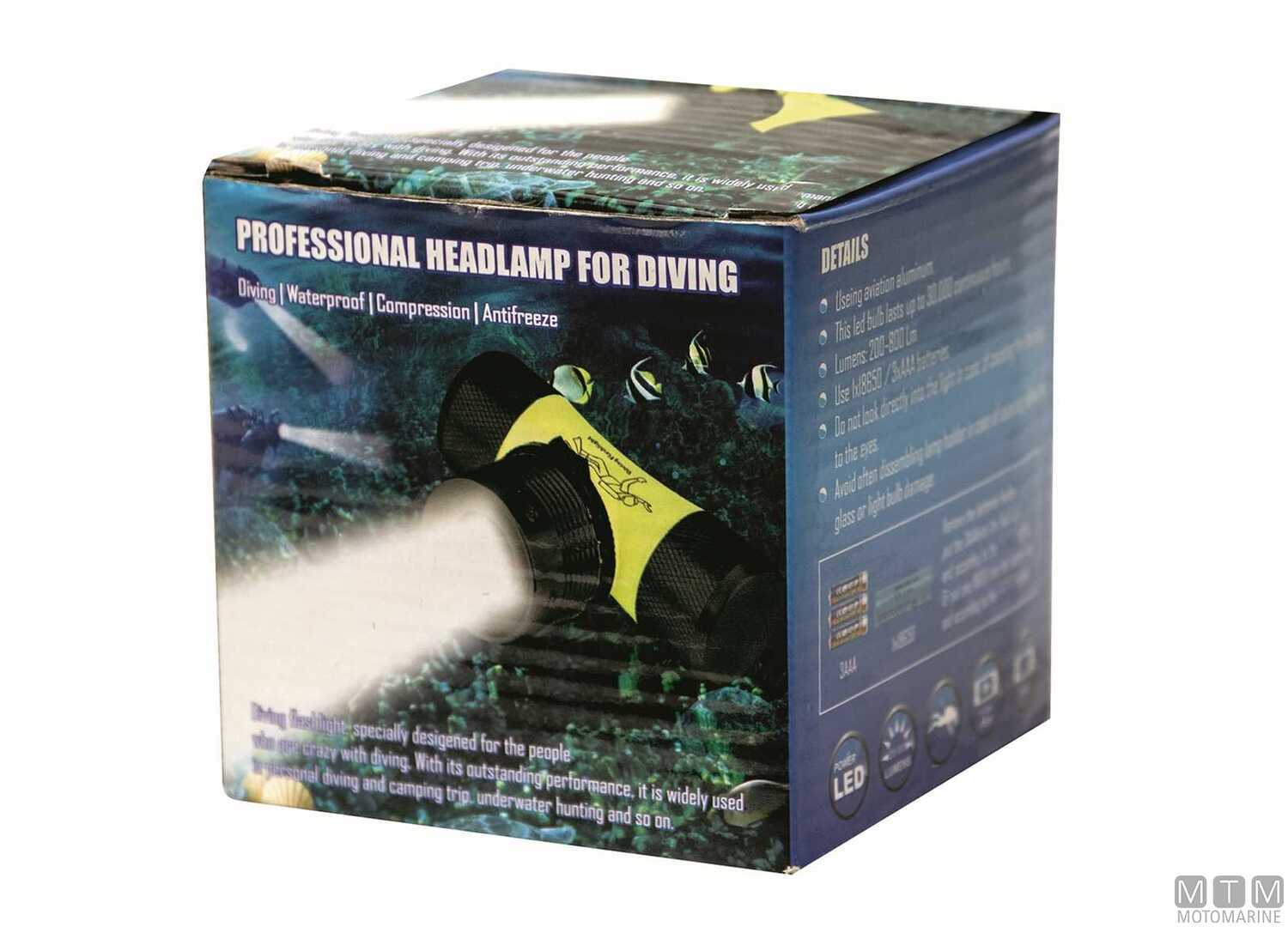 Torcia Frontale Led per Sub con Batteria Ricaricabile 18650-img2114610_1.jpg