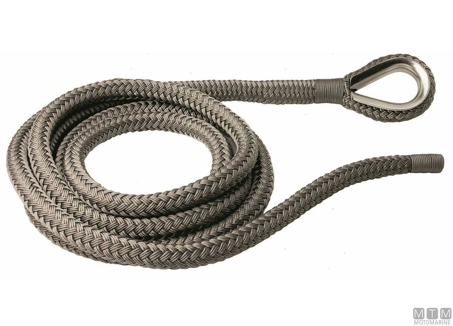 Image Treccia Ormeggio Grigia con Redancia in Acciaio Inox &Oslash;24mm 16m