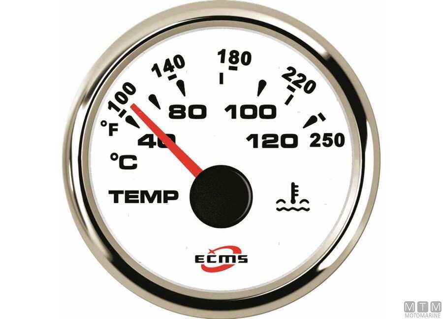 SPIA LED 12mm CON SIMBOLO TEMPERATURA ACQUA 12V ALLUMINIO NERO indicator light 