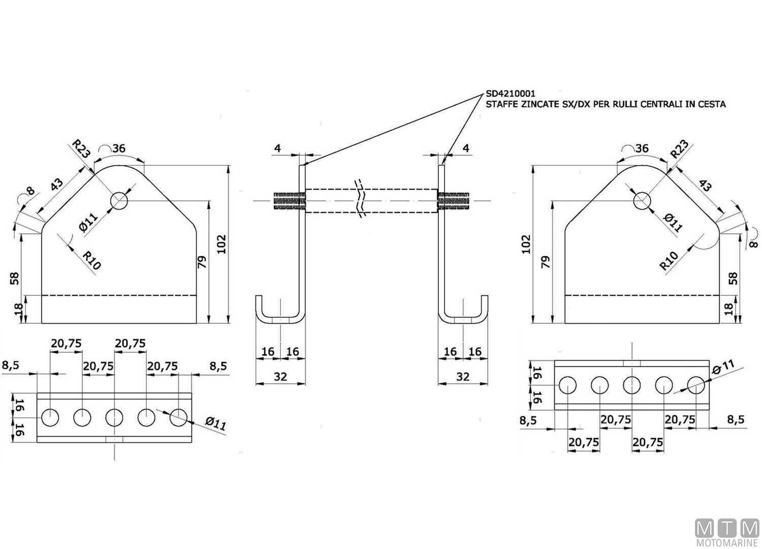 Galvanized Steel Brackets for Central Rollers 100XH102MM-img2805200_.jpg