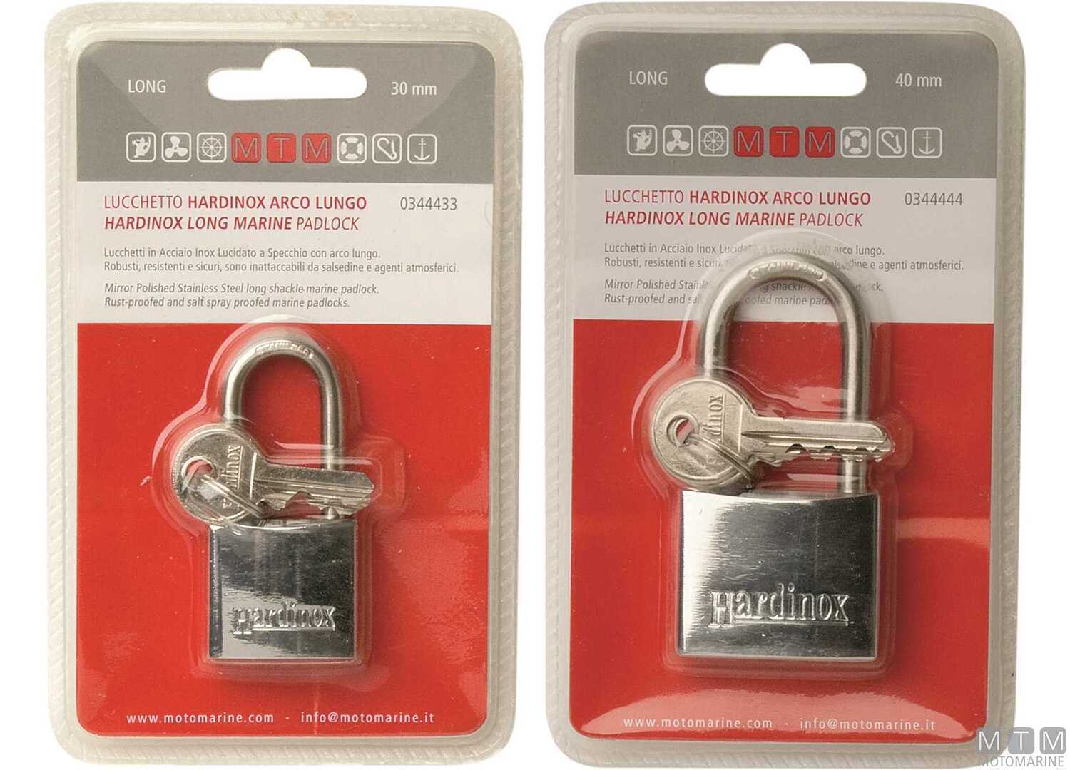 Image Lucchetto Hardinox 30mm Arco Lungo Acciaio Inox