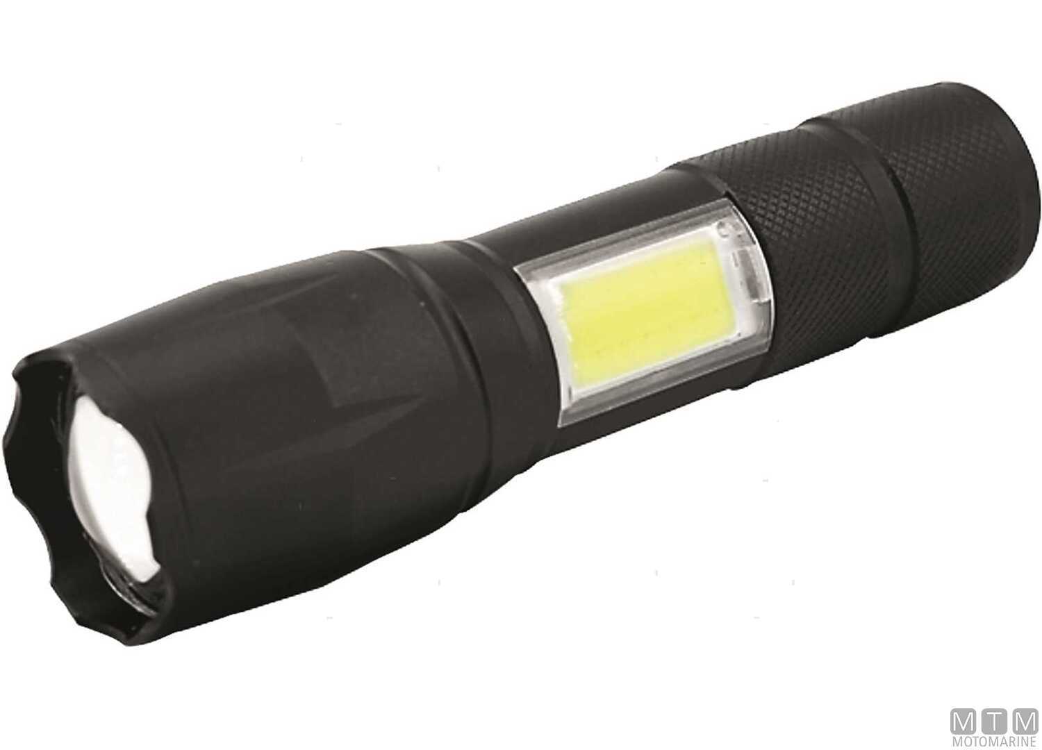 Image Torcia Led Ricaricabile in Alluminio Nera l13cm