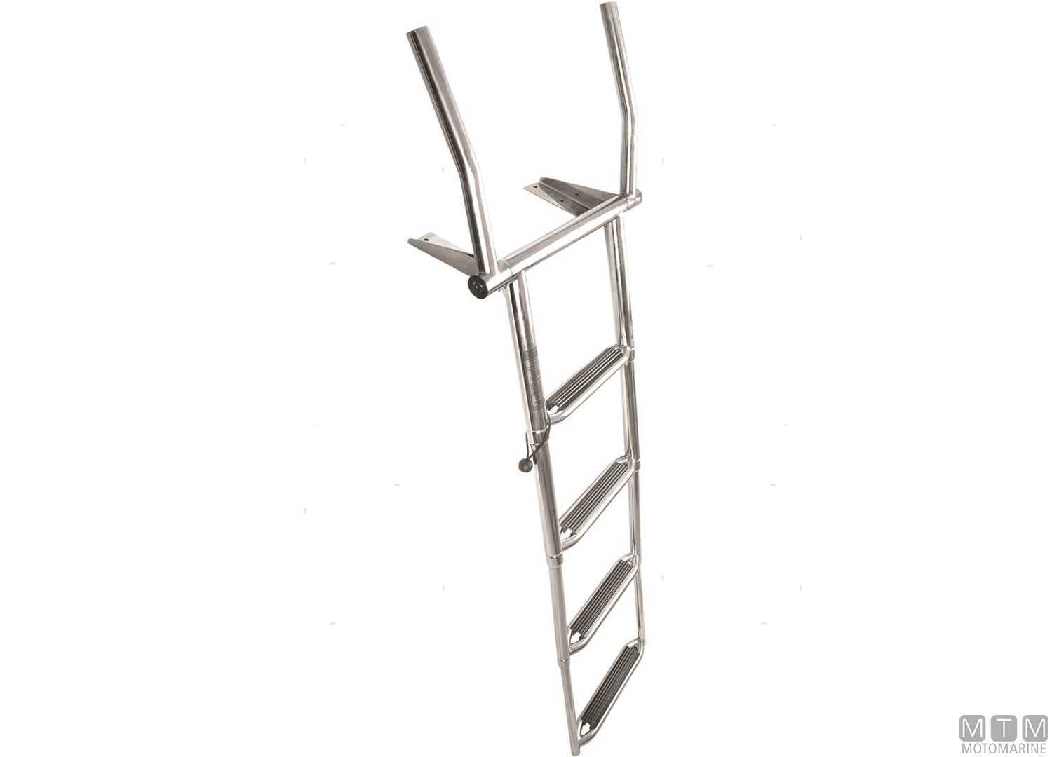 Image Telescoping Ladder 4 Steps with Folding Handrail Stainless Steel 316