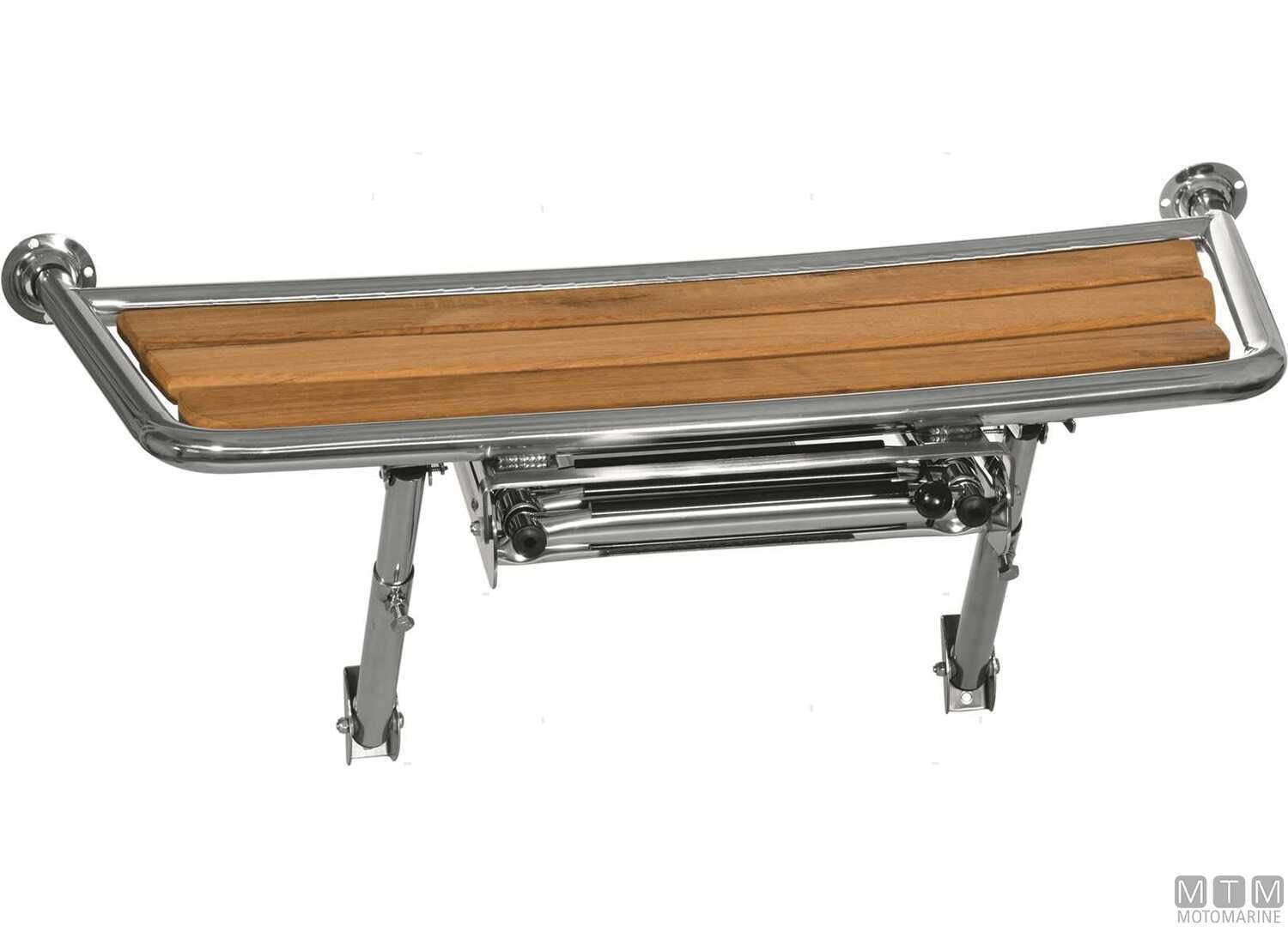 Image Plancia 78x40cm con Scaletta 3 Gradini Acciaio Inox e Teak