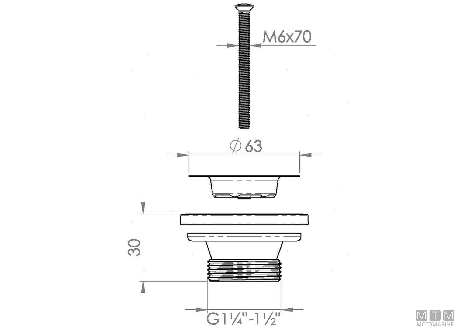 Piletta per Foro Ø40mm Scarico 1