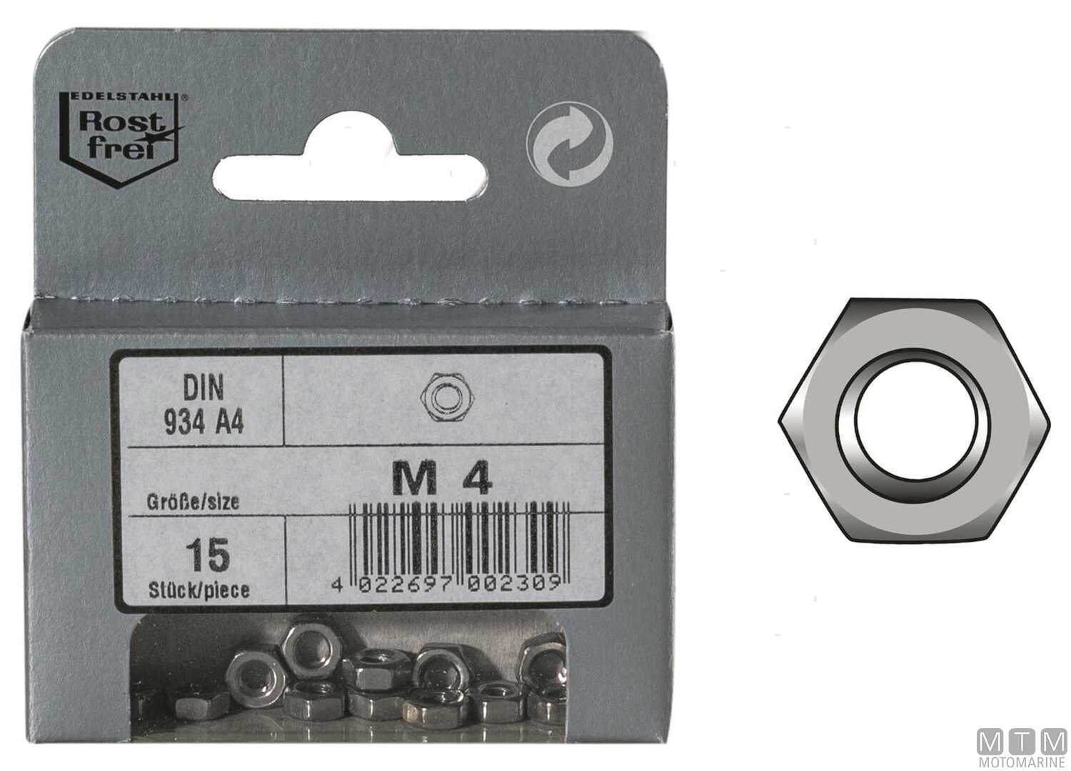 Image Dadi Esagonali DIN934 Inox A4 M3 20PZ