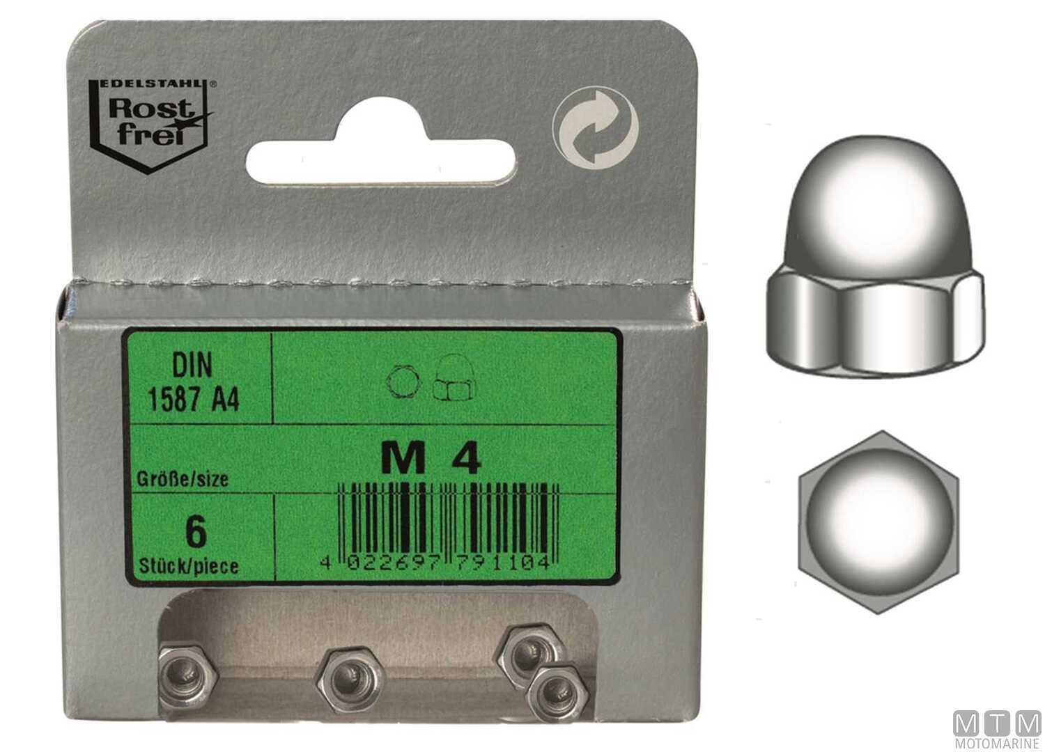 Image DIN1587 Cap Nuts Stainless Steel A4 M3 6 Pcs