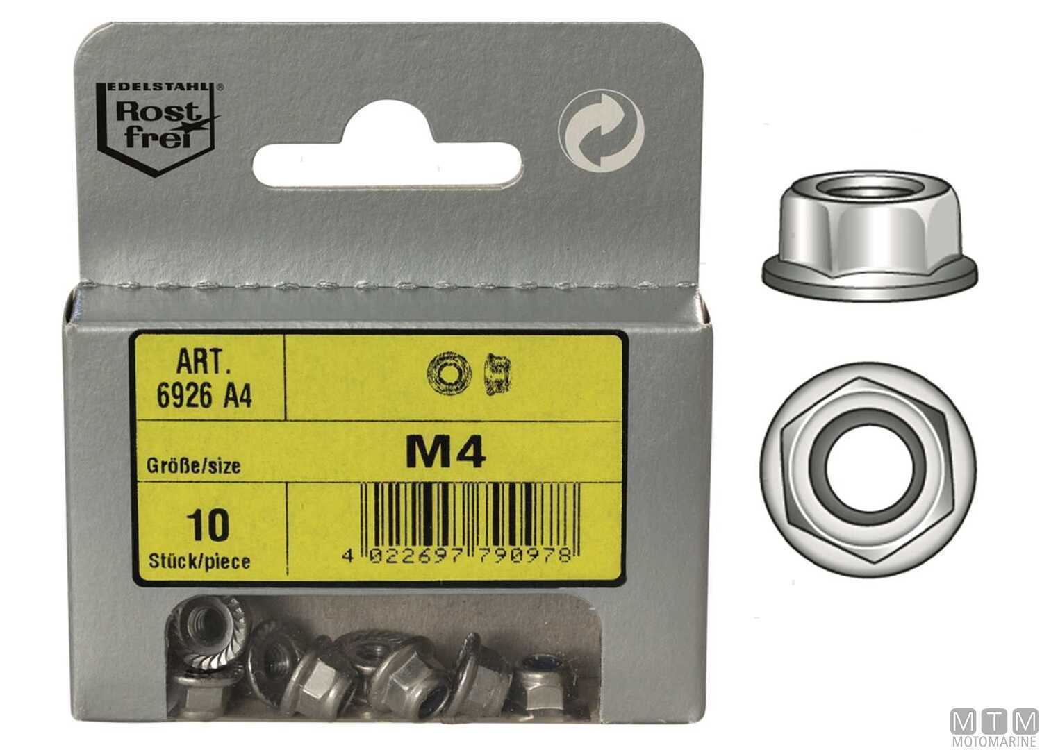 Image Hex Flange Nuts Stainless Steel A4 M4 10 Pcs