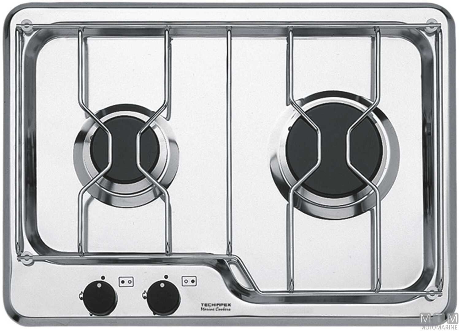 Image Gas Cooktop 2 Burners Techimpex SEAFARER2 Stainless Steel 18/8