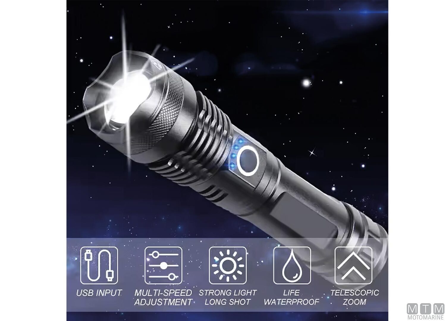 Black Aluminum Led Torch with Zoom Focus l17cm-img2120425_2.jpg